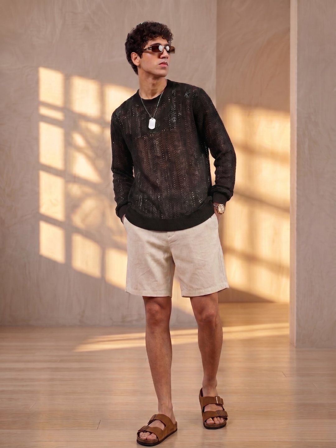 Black Oversized Fit Premium Pure Cotton Crochet T-Shirt