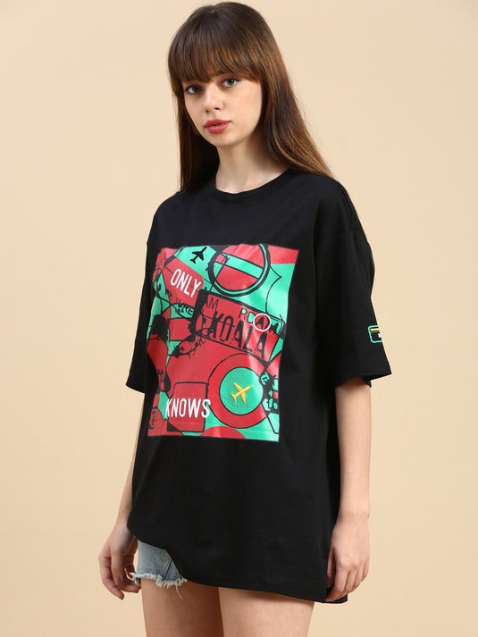 Unisex Oversized Fit Freddo Black Tshirt