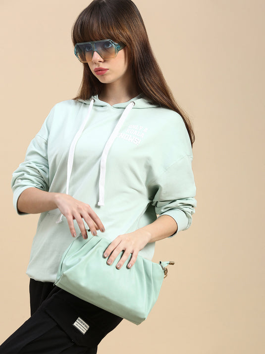 Unisex Relaxed Fit Mint Green Printed Hoodie