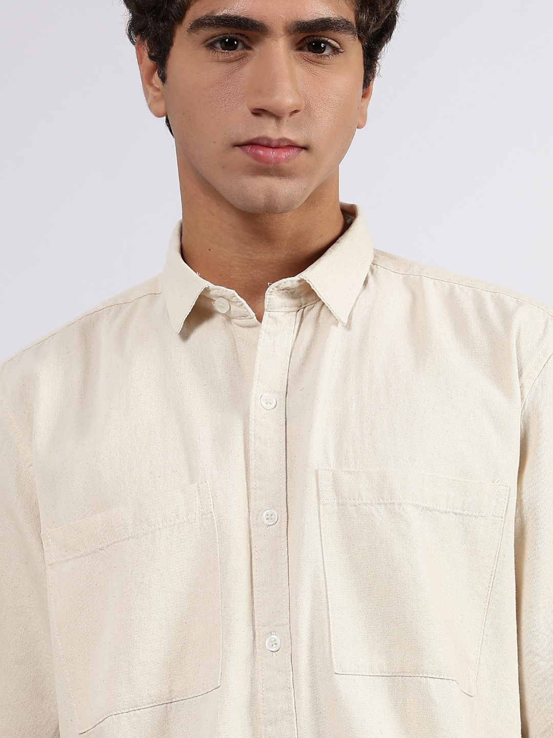 Off-White Raw Edge Oversized Box-Fit Spread Collar Premium Denim Shirt