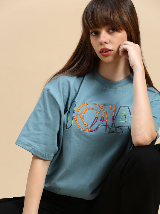 Unisex Oversized Bordado Blue TShirt