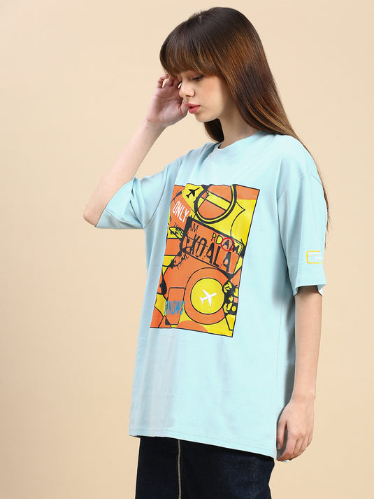 Unisex Oversized Fit Freddo Blue Tshirt