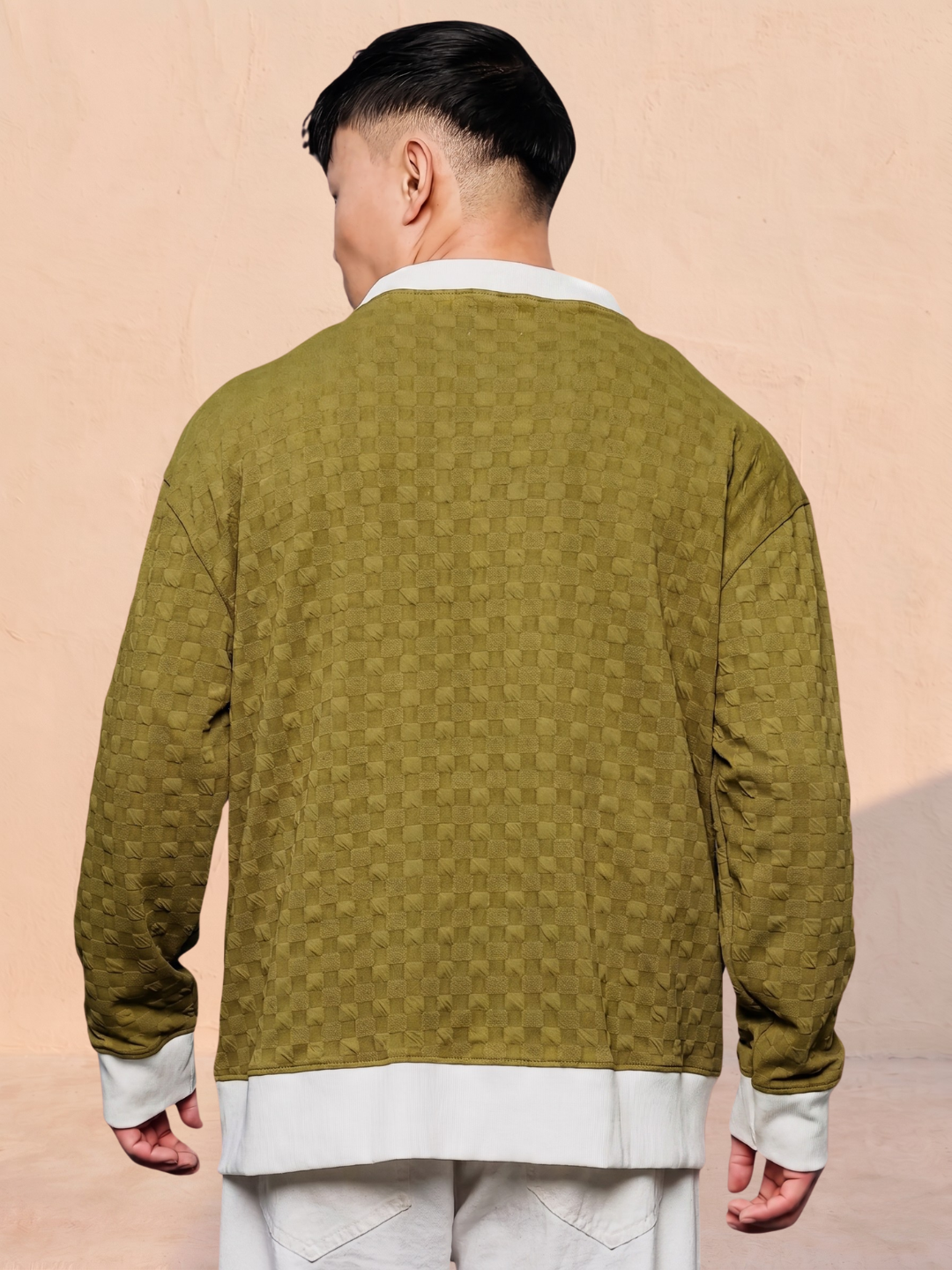 Unisex Olive Textured Cardigan Style T-Shirt & Shorts Co-ord Set