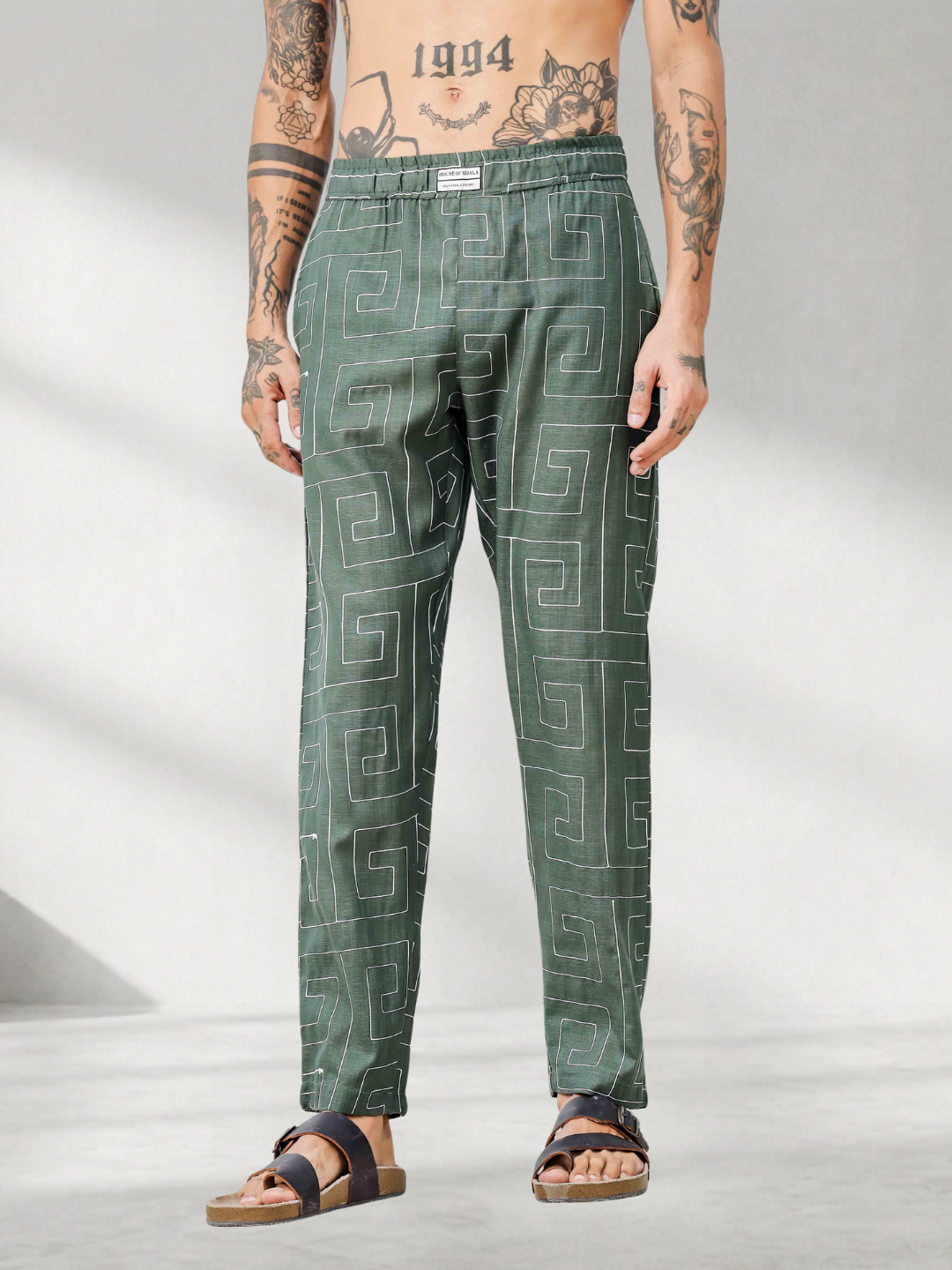 Olive Linen Blend Textured All Day Pants