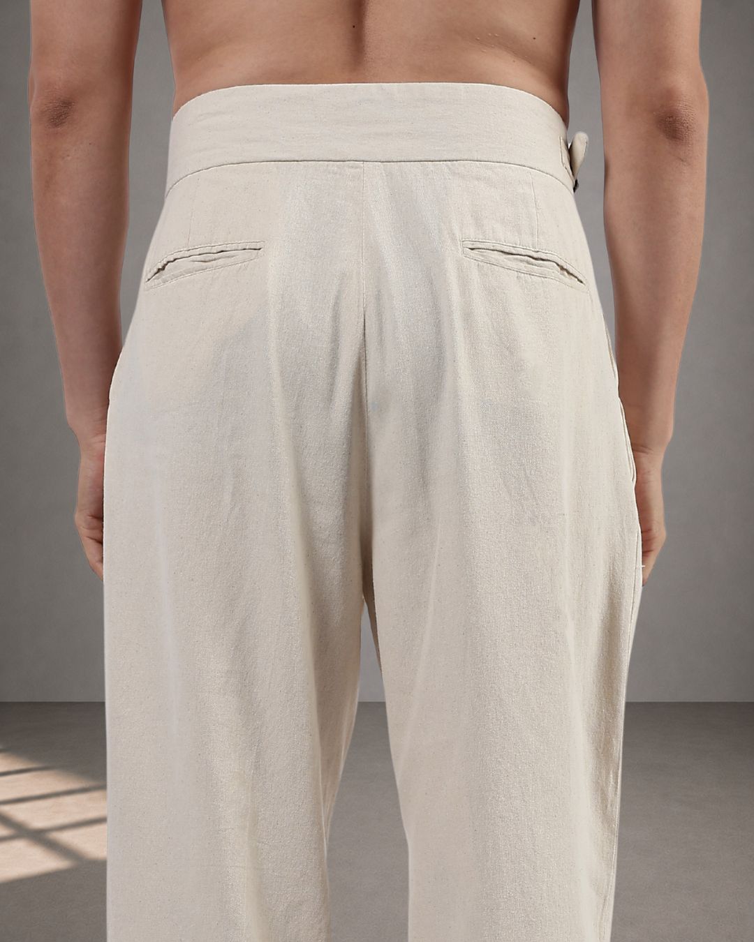 Off-White Premium Denim Gurkha Trousers with Double Pleated Front