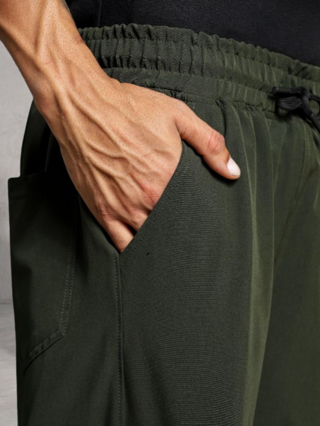 Olive Baggy Fit  Parachute Cargo Trousers