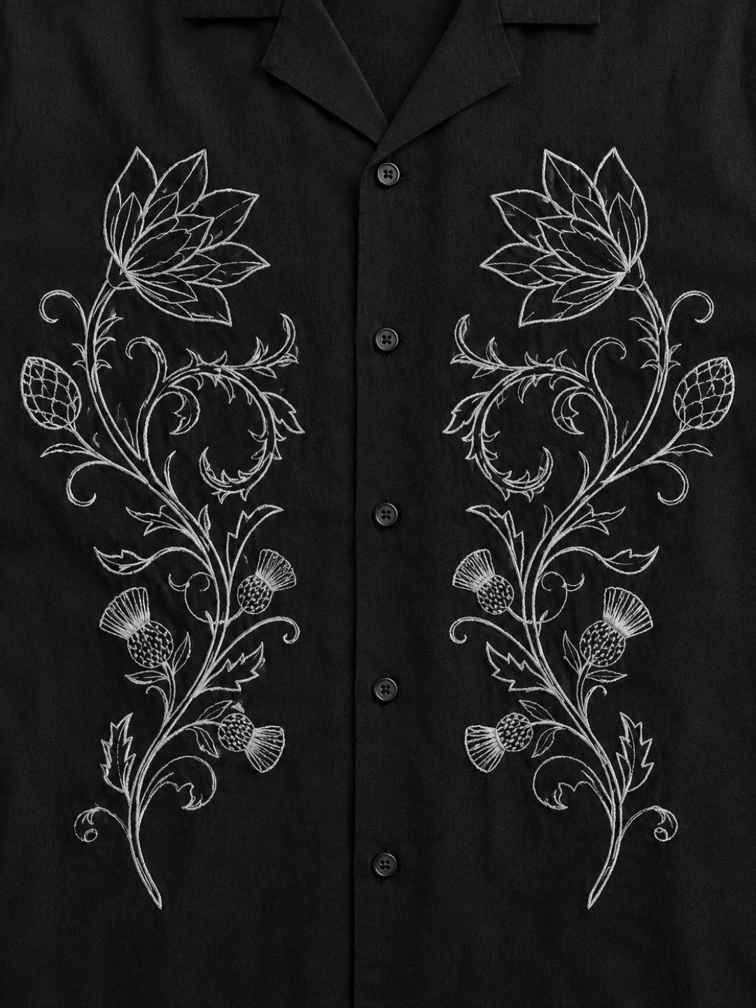 Black Embroidered Relax Fit Oversized Half Sleeve Casual Resort Shirt