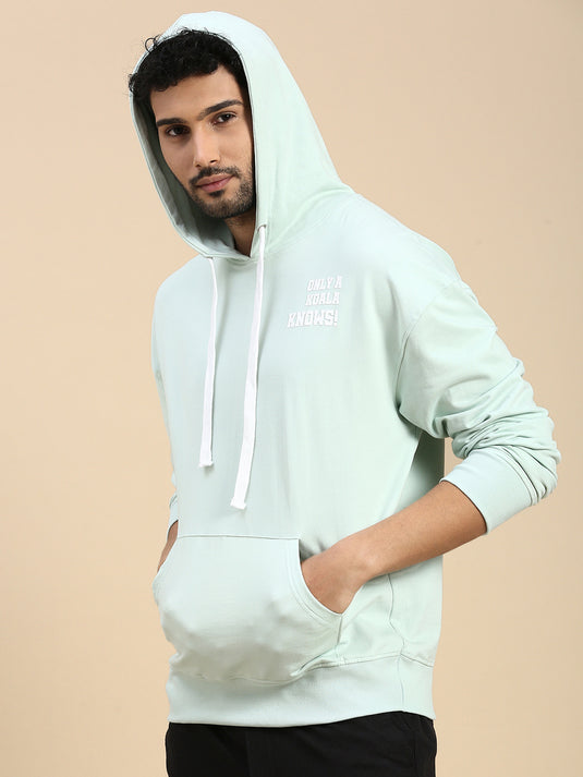 Unisex Relaxed Fit Mint Green Printed Hoodie