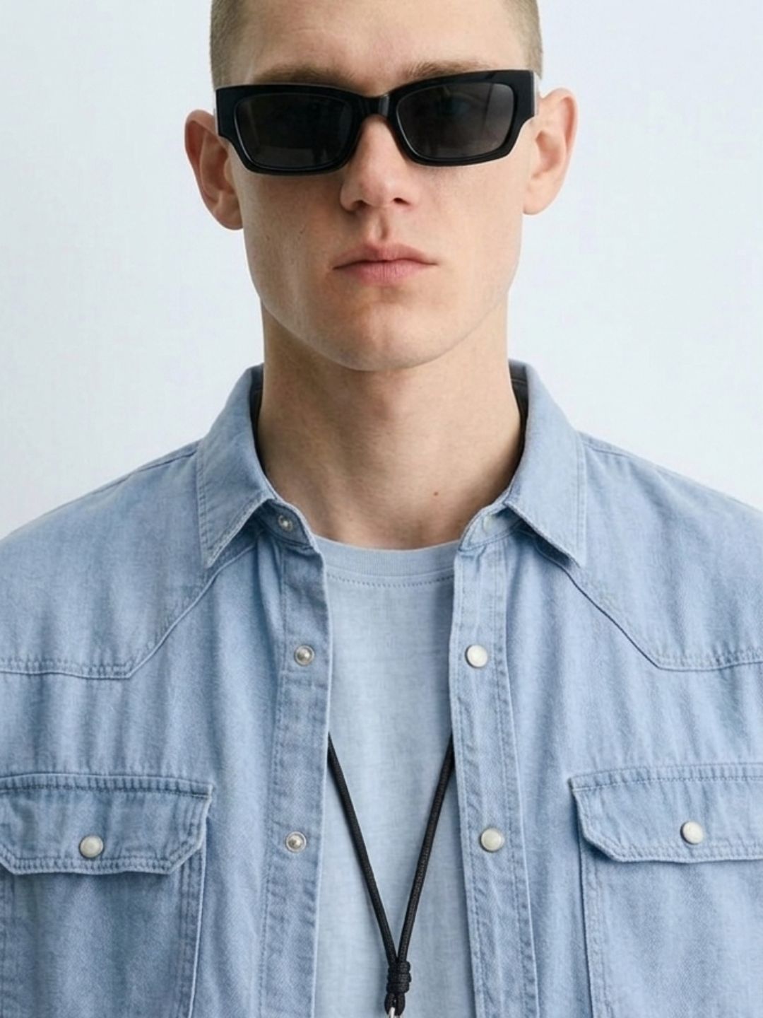 Denim Co-ord Set Light Blue Parachute Baggy Denim Pant & Full Shirt Relaxed Fit