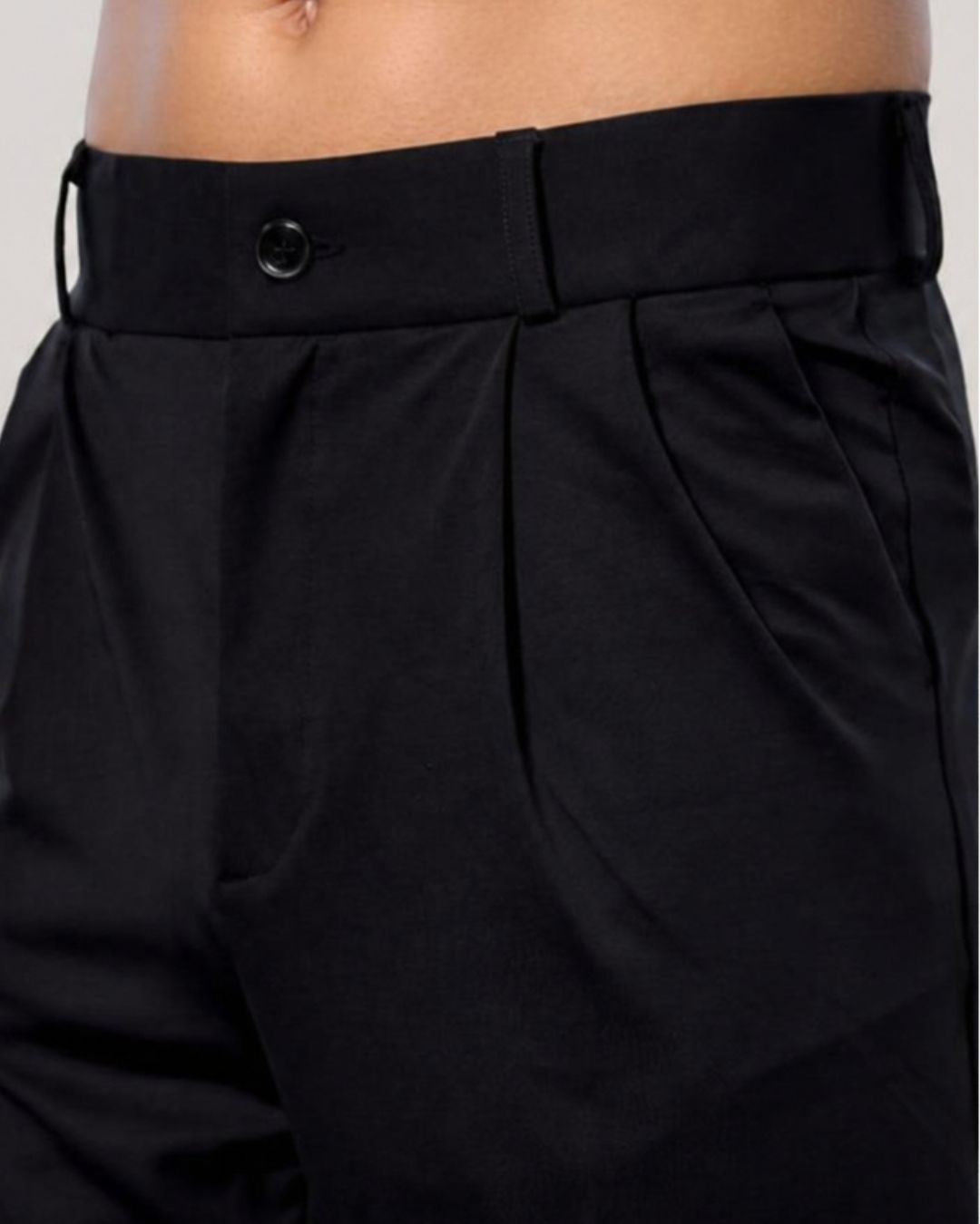 Black Baggy fit Street Savvy Double Pleated Korean Trousers