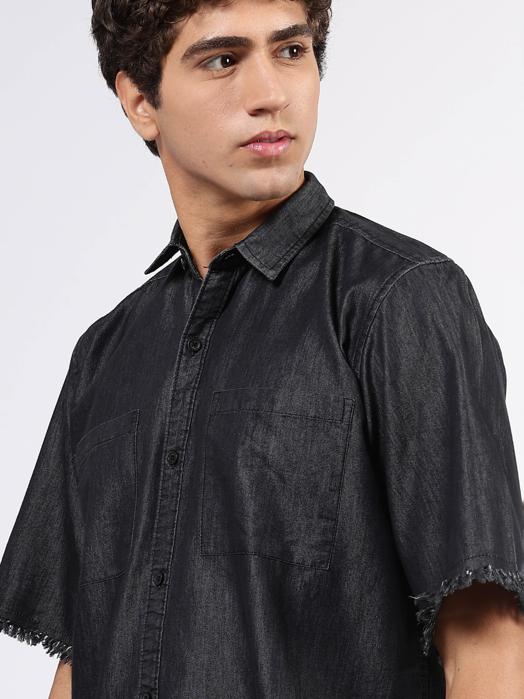 Co-Ord Set Black Premium Denim Gurkha Pant & Half Sleeve Shirt Relaxed Fit