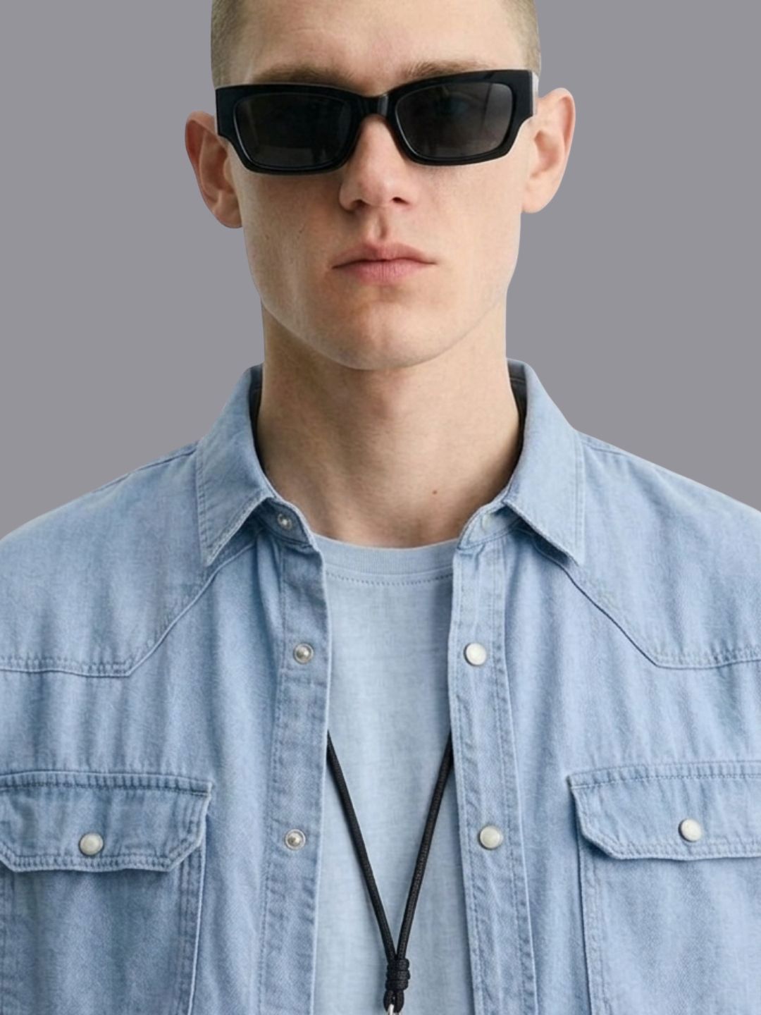 Blue Denim Raw Edge Oversized Relaxed Fit Spread Collar Premium Shirt
