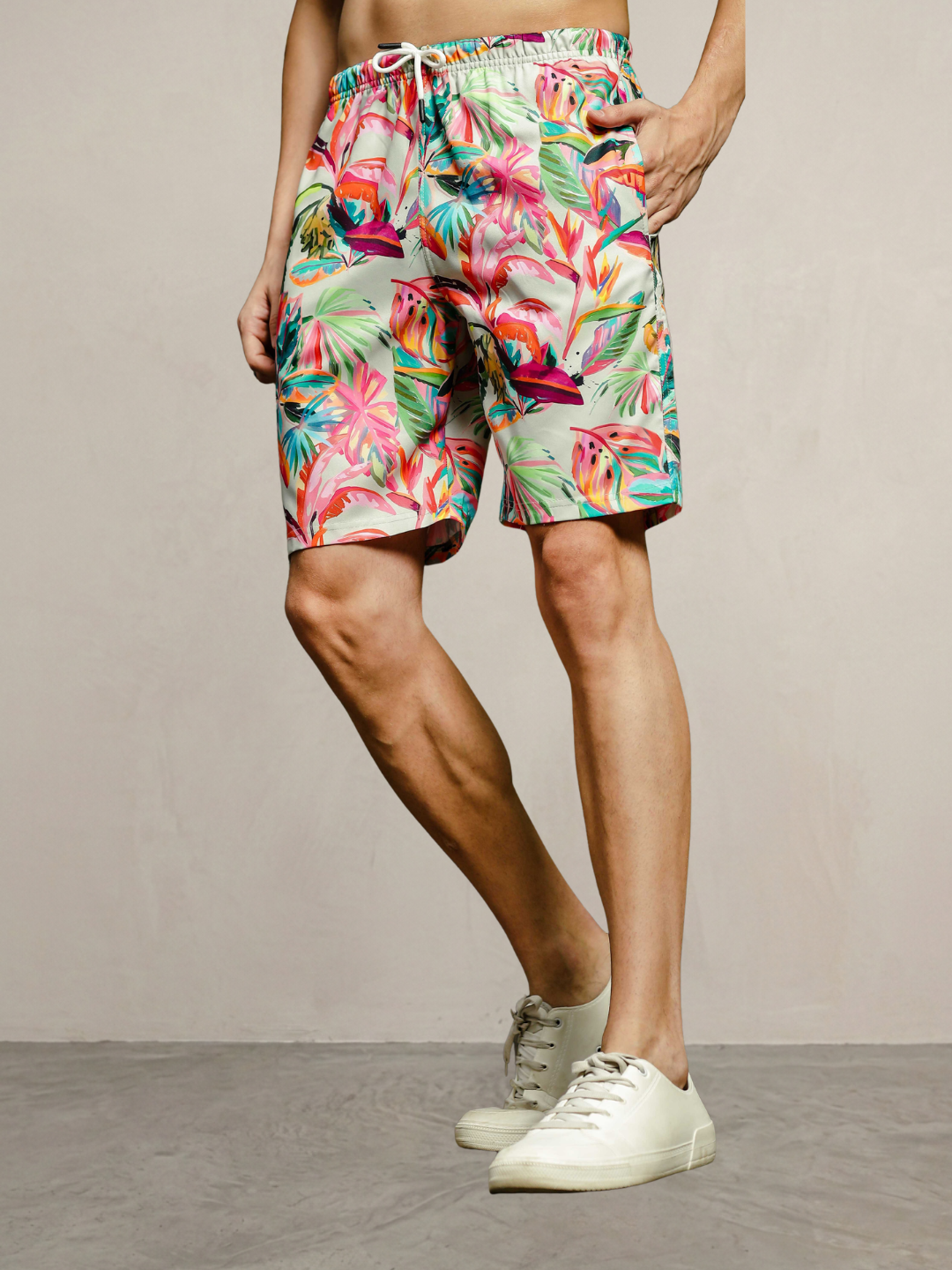 Unisex Beige Tropical Abstract Printed Co-ord Set