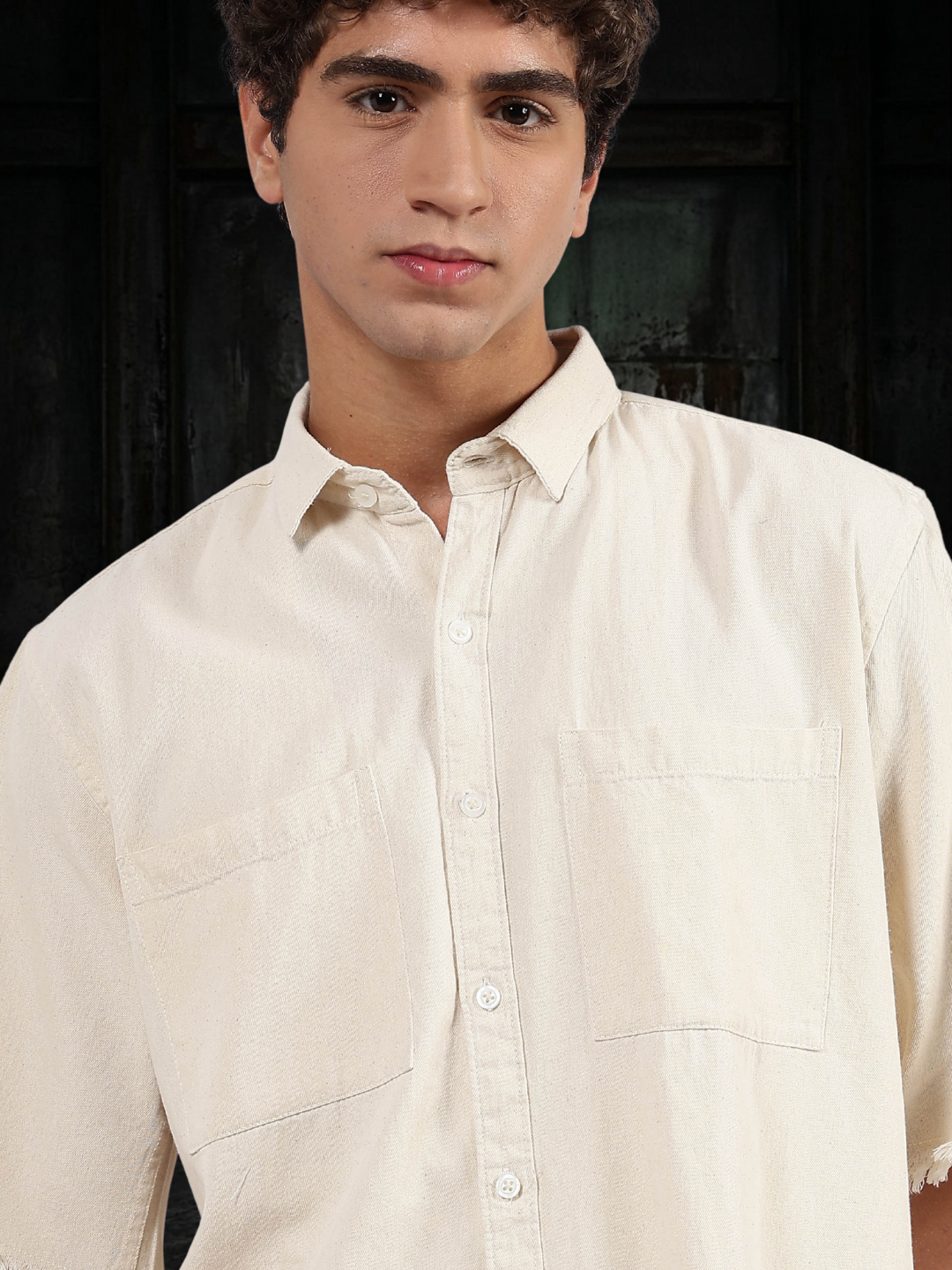 Co-Ord Set Off-White Premium Denim Gurkha Pant & Half Sleeve Shirt Relaxed Fit