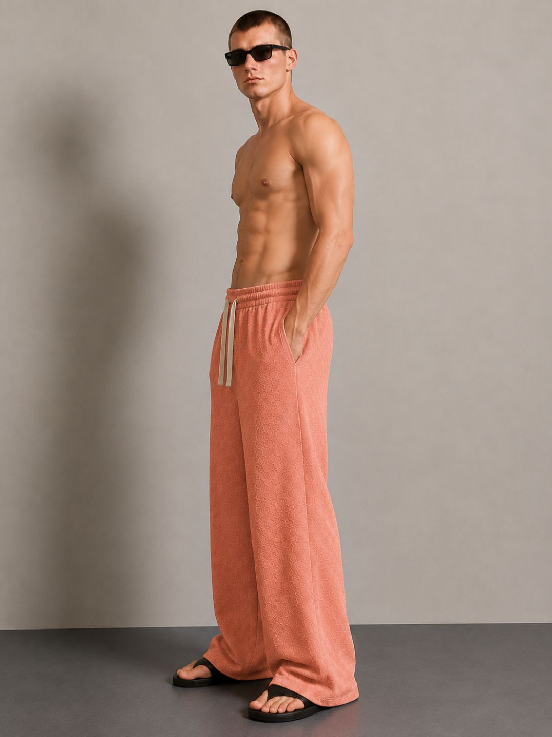 Brown Textured Oversized Full Sleeve Polo Neck Tee & Trackpant Co-ord Set