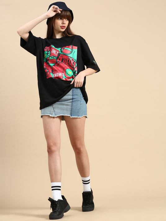 Unisex Oversized Fit Freddo Black Tshirt