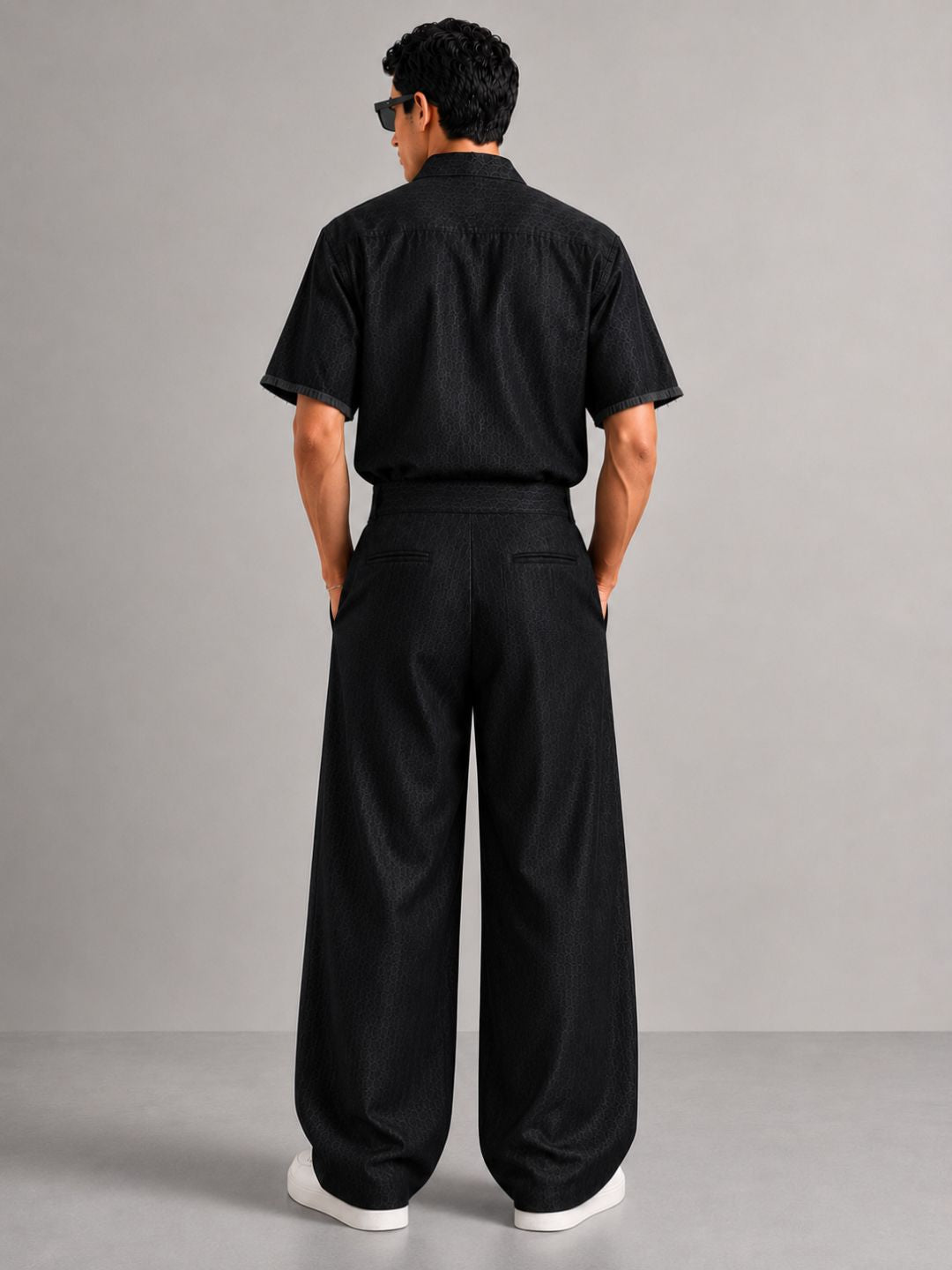 Black Premium Denim Gurkha Trousers with Double Pleated Front