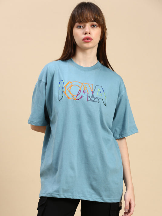 Unisex Oversized Bordado Blue TShirt