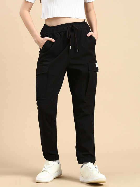 Unisex Relaxed Fit Toykep Black Cargo Jogger