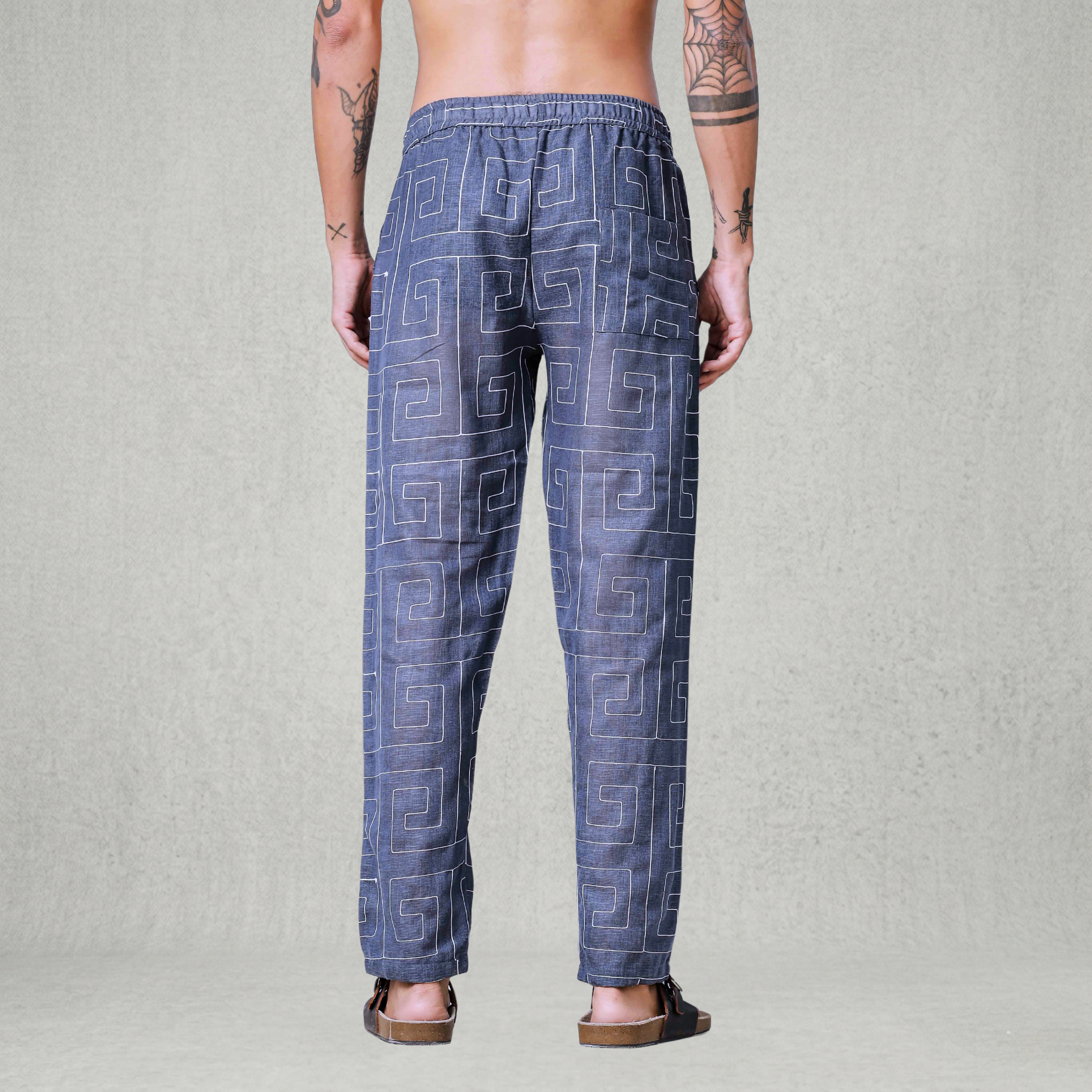 Blue Linen Embroidered Notched Lapel Korean Shirt & All Day Lounge Pants Co-ord Set