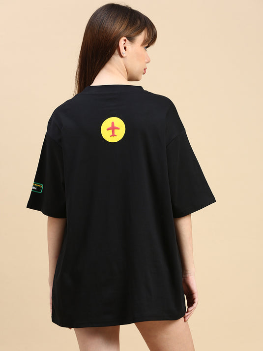 Unisex Oversized Fit Freddo Black Tshirt