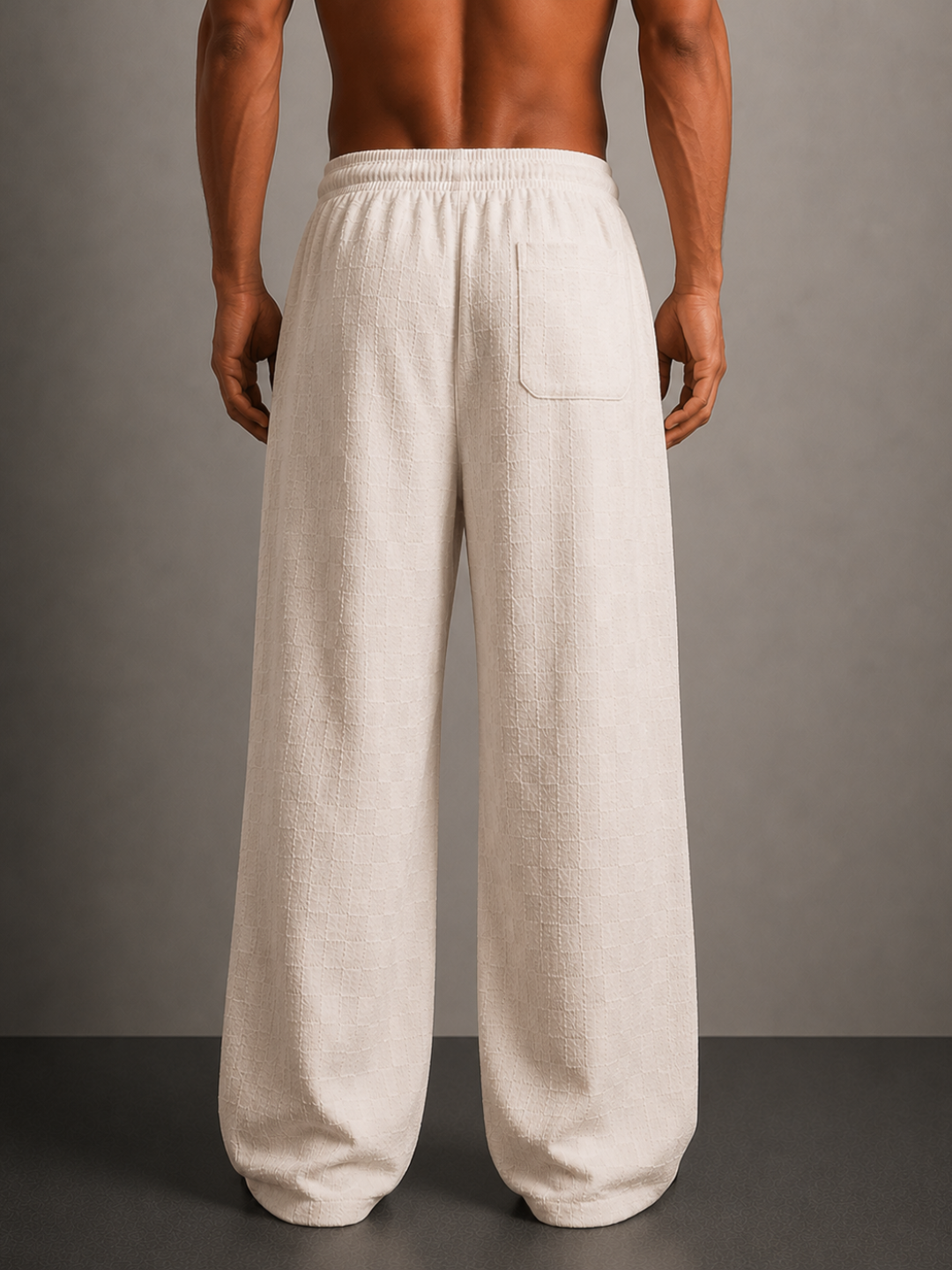 Off-White Textured Oversized Full Sleeve Polo Neck Tee & Trackpant Co-ord Set