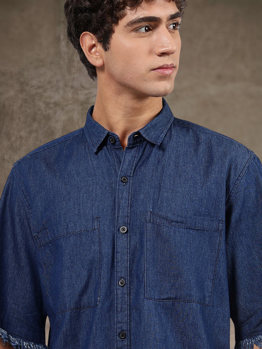 Co-Ord Set Navy Blue Premium Denim Gurkha Pant & Half Sleeve Shirt Relaxed Fit