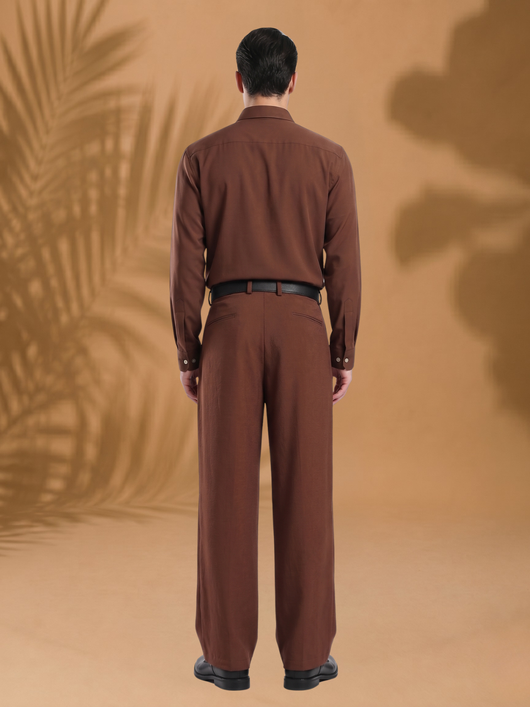 Brown Wide Leg Samurai Trousers with Pleated Front