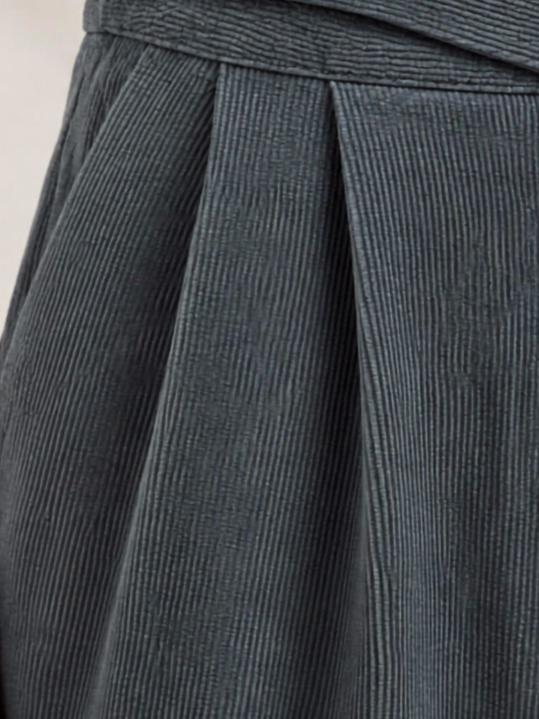 Grey Corduroy Gurkha Trousers with Double Pleated Front