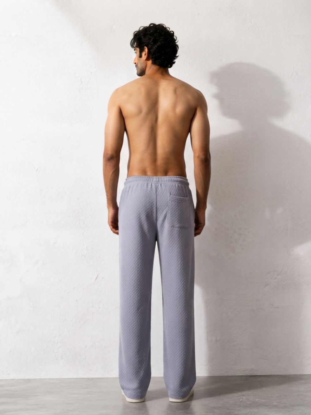 Grey Textured Oversized Full Sleeve Cardigan/Shawl Neck Tee & Trackpant Co-ord Set