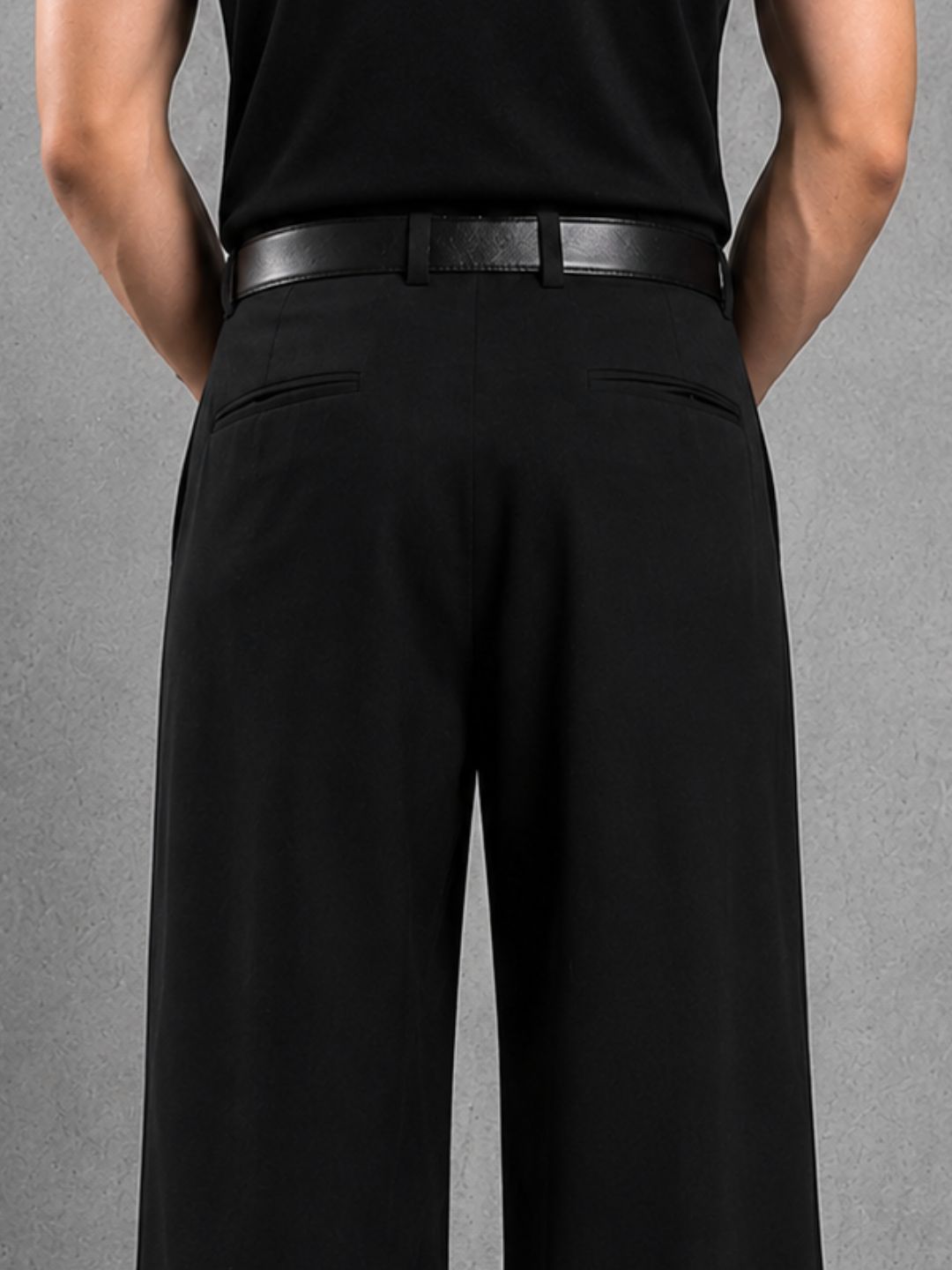Black Wide Leg Samurai Trousers with Pleated Front