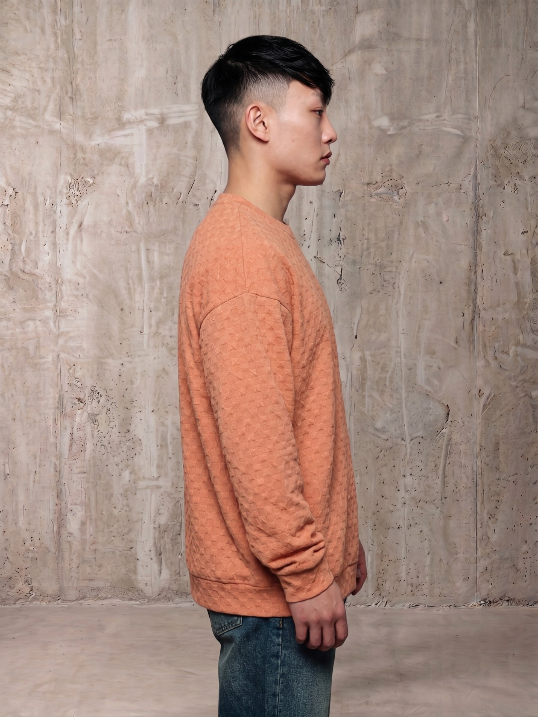 Unisex Brown Textured Relaxed Fit Full Sleeve T-Shirt & Shorts Co-ord Set
