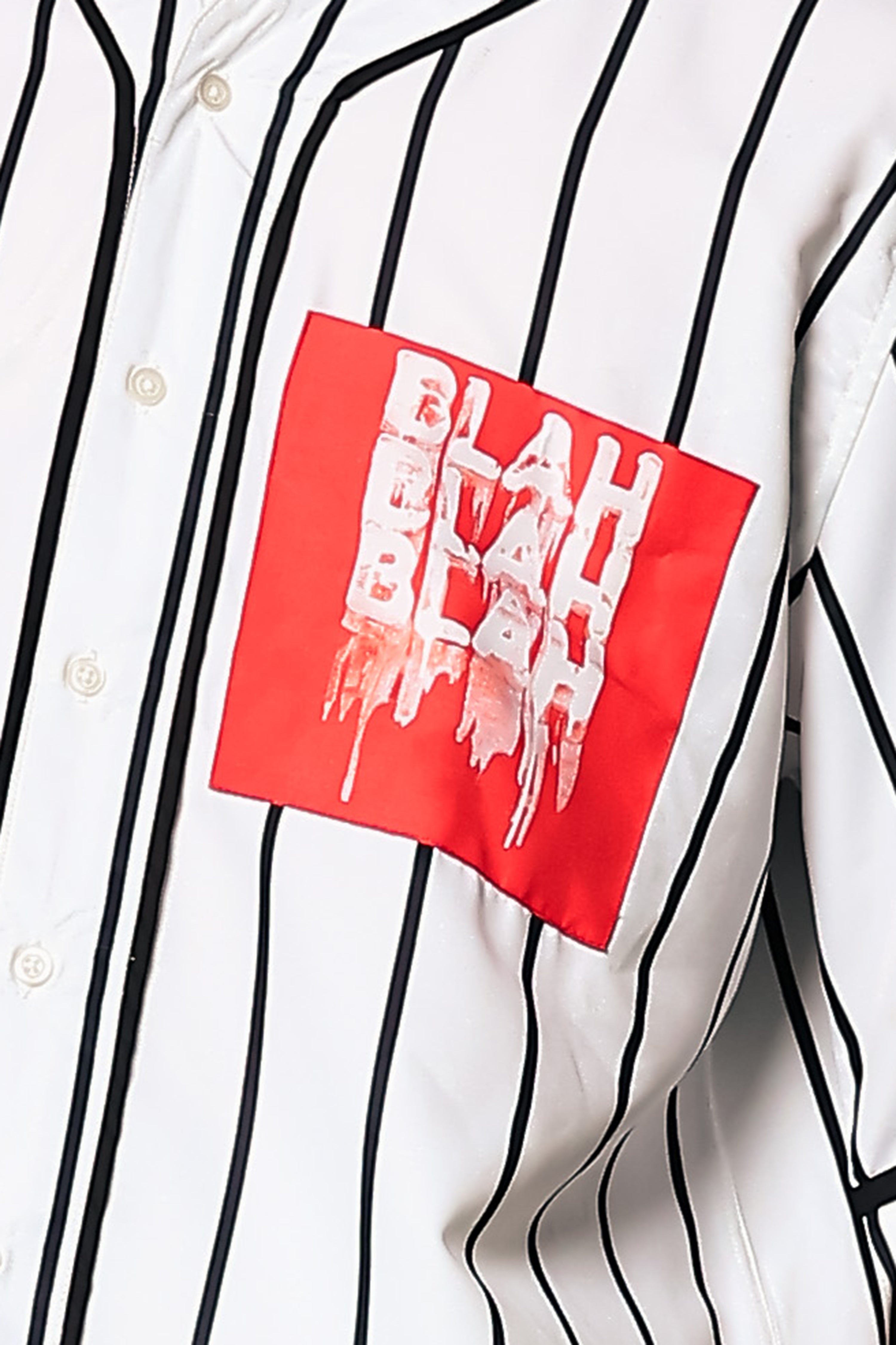 Men Stripe Printed White Classic Oversized Fit Baseball Shirt