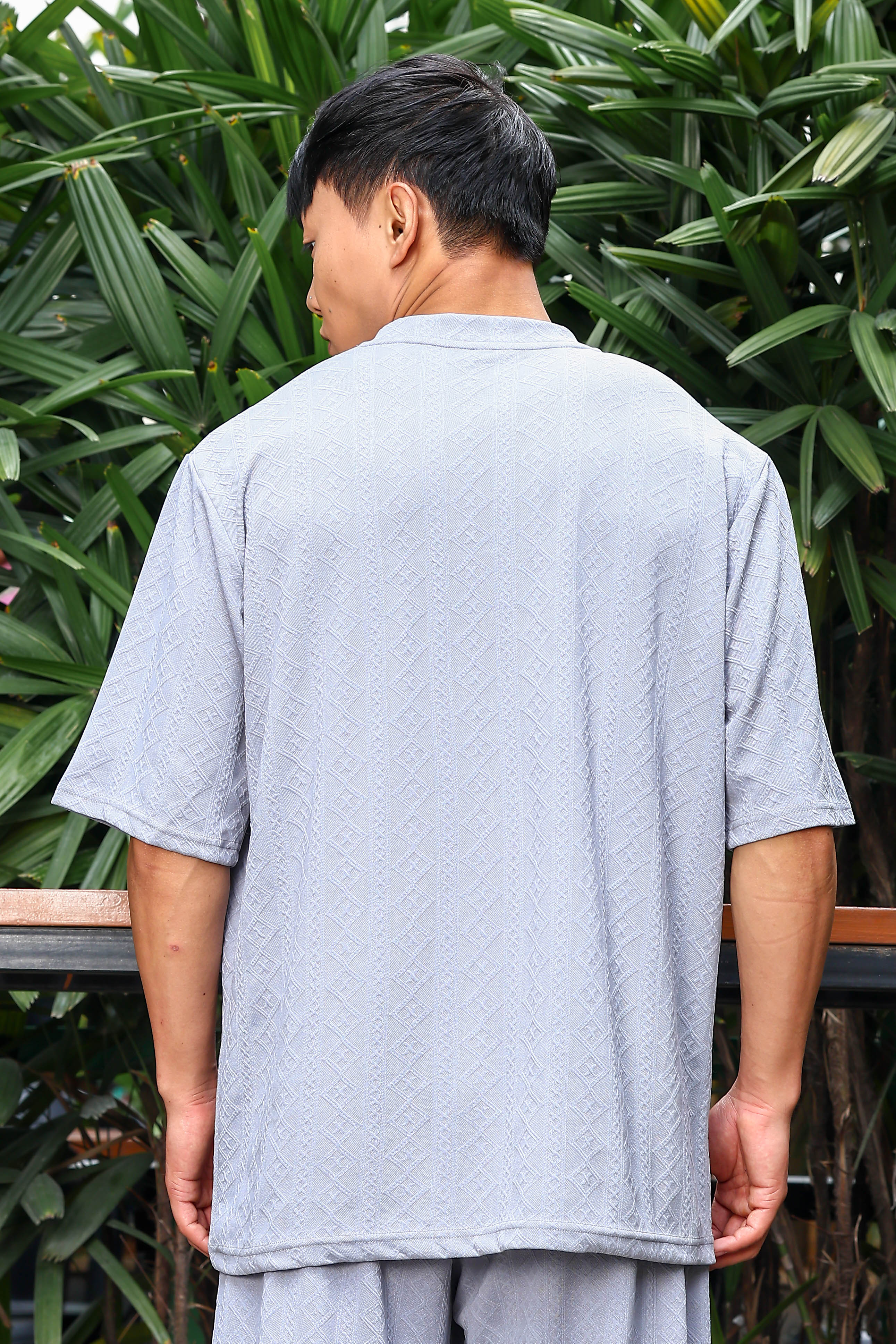 Unisex Grey Textured Oversized Round Neck Tee & Track Pant Co-ord Set