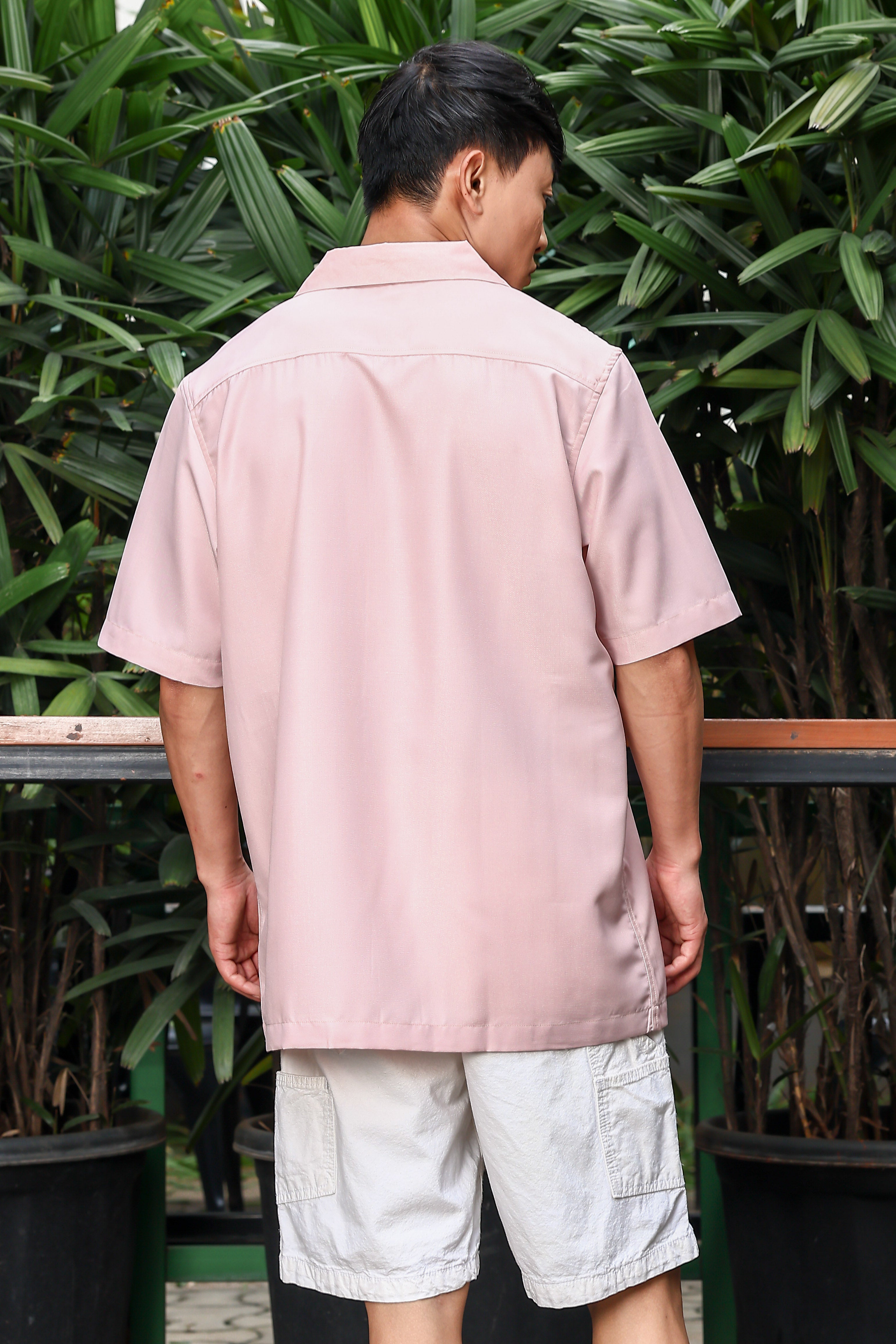 Men Placement Print Pink Classic Relaxed Fit Resort Shirt