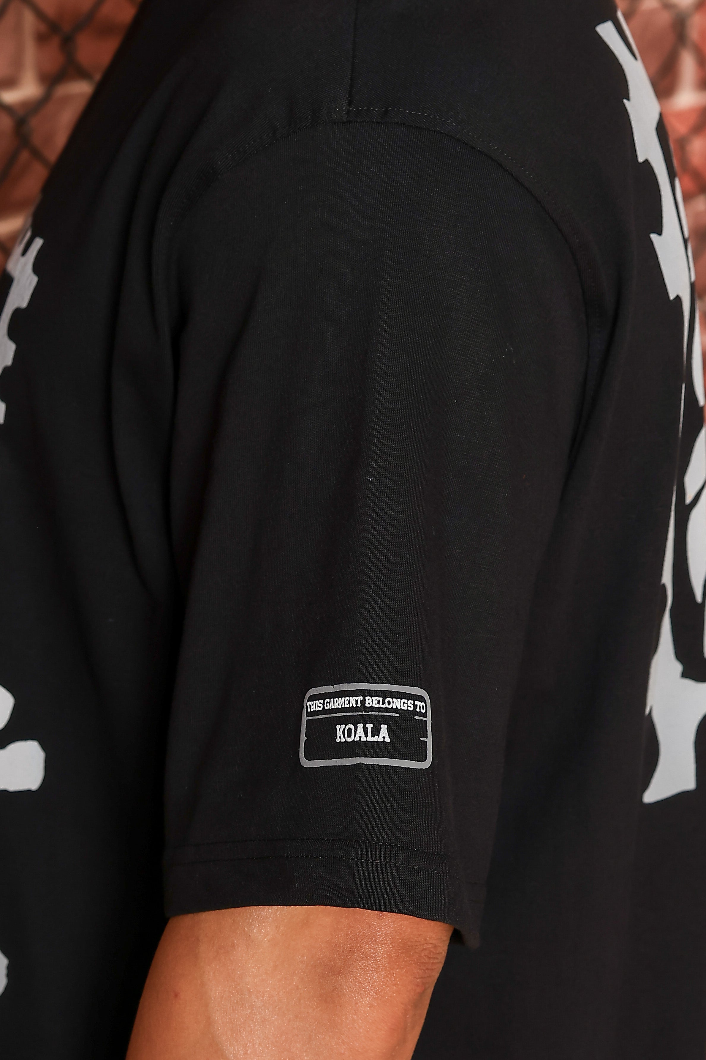 Black Oversized Printed Premium Drop-Shoulder Sleeve Pure Cotton T-shirt