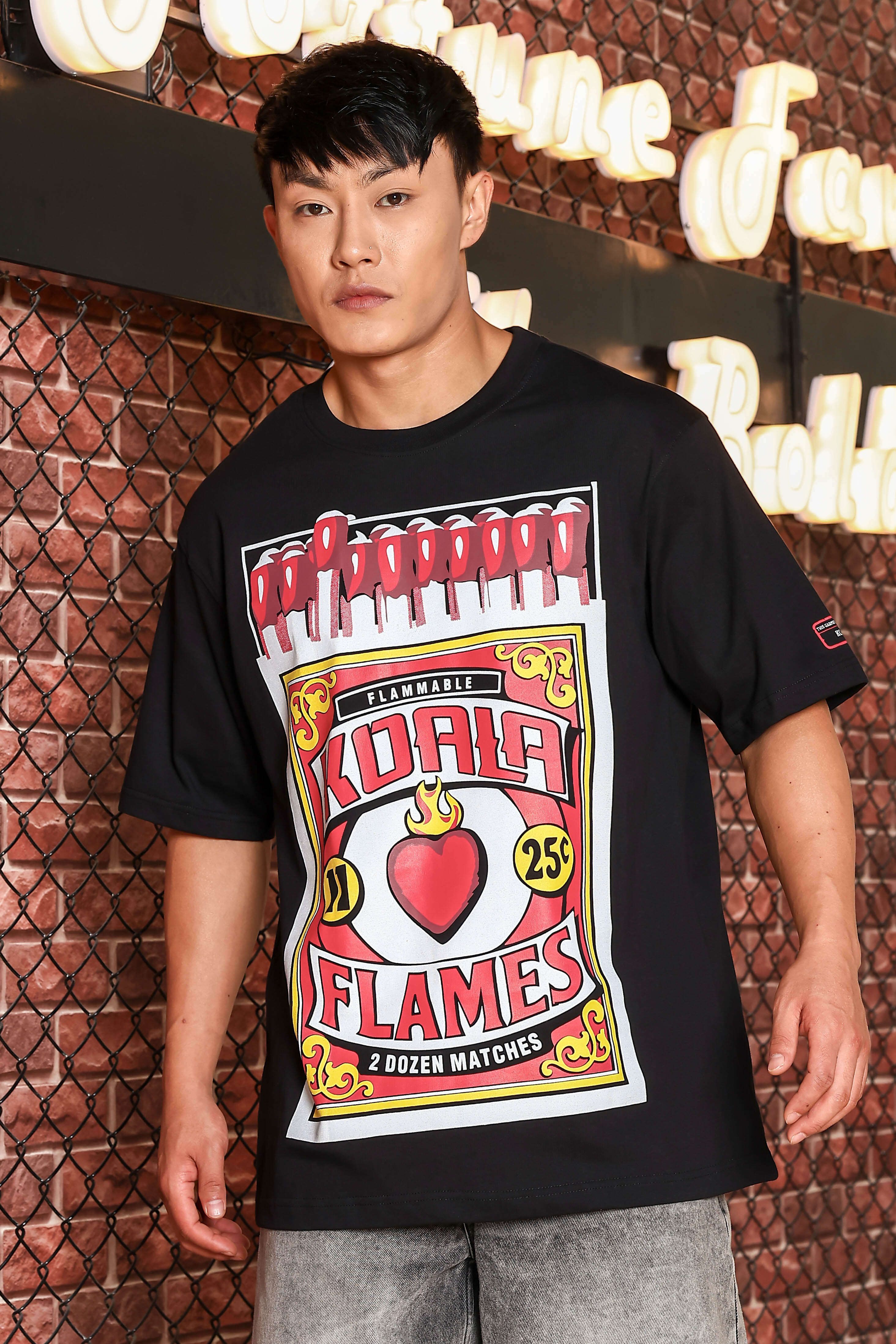 Black Oversized Printed Premium Drop-Shoulder Sleeve Pure Cotton T-shirt