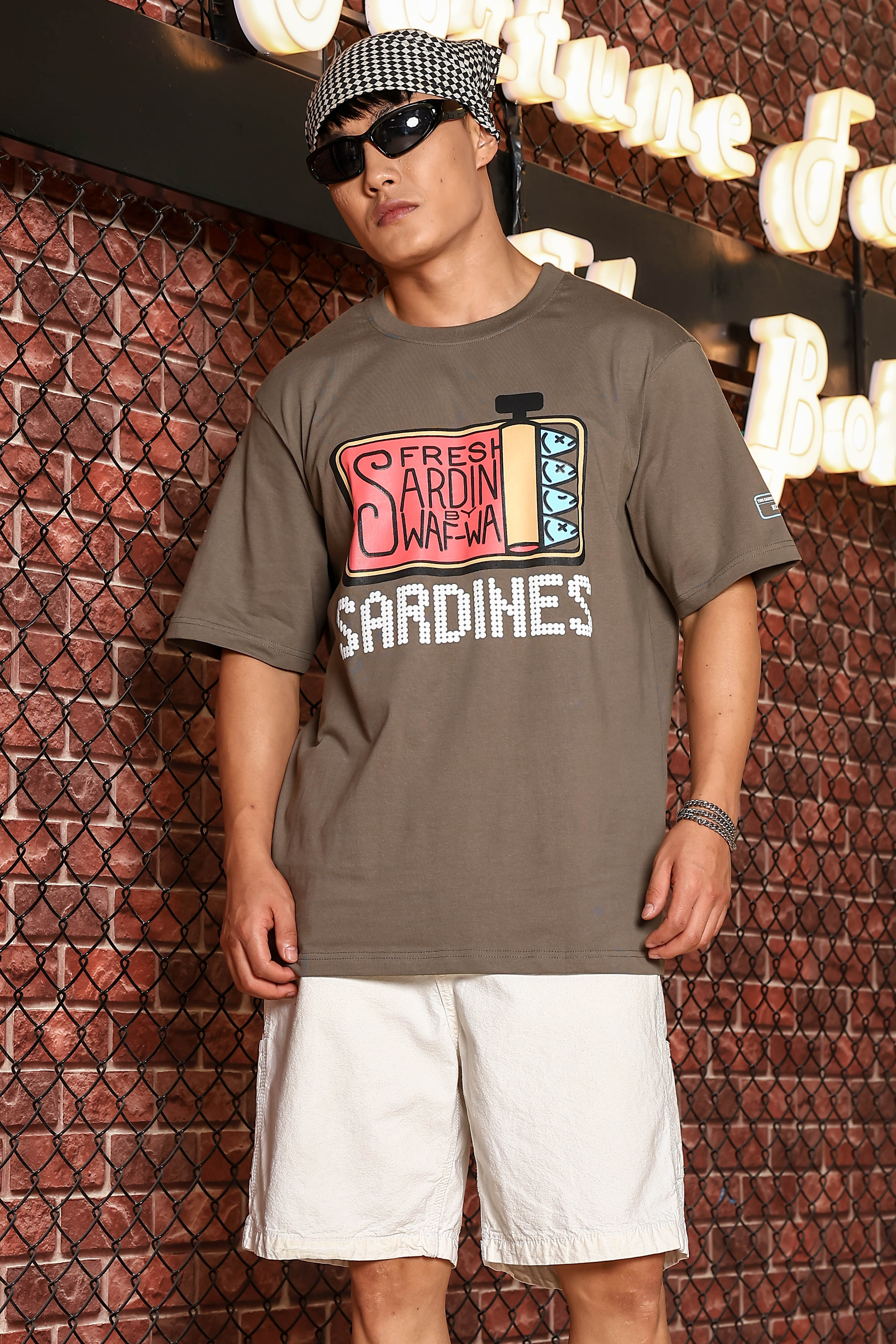 Grey Oversized Printed Premium Drop-Shoulder Sleeve Pure Cotton T-shirt
