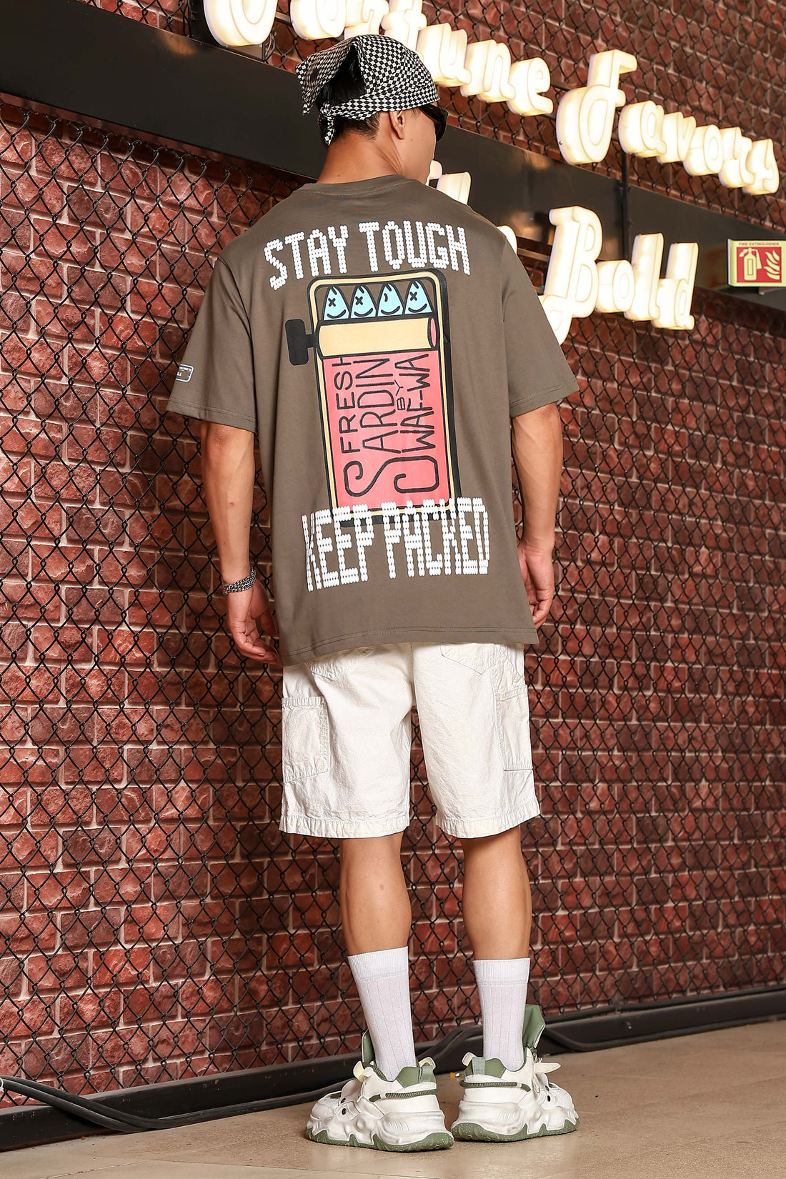 Grey Oversized Printed Premium Drop-Shoulder Sleeve Pure Cotton T-shirt