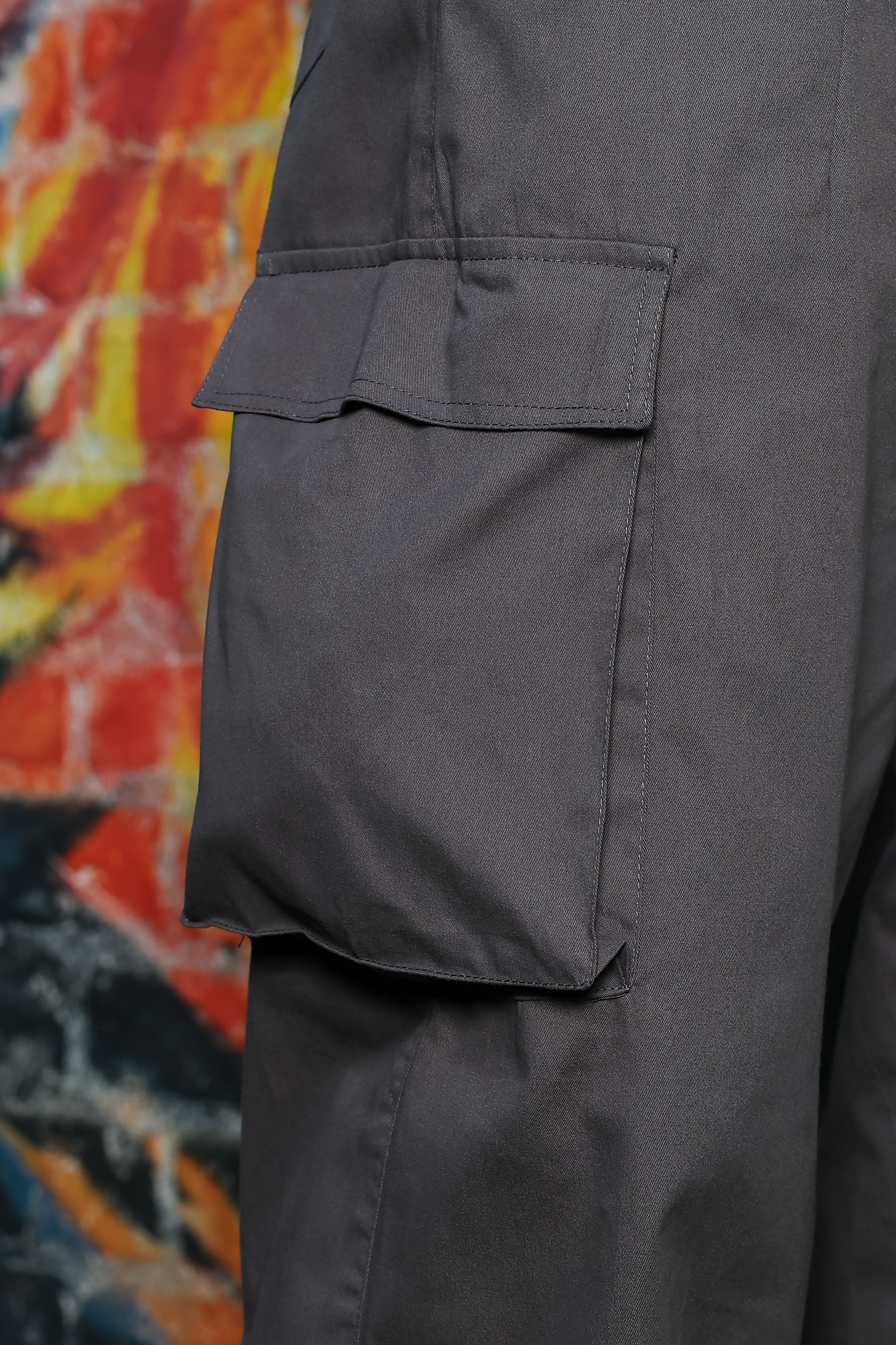 Unisex Baggy fit 6 Pocket Grey Cotton Cargo Trousers