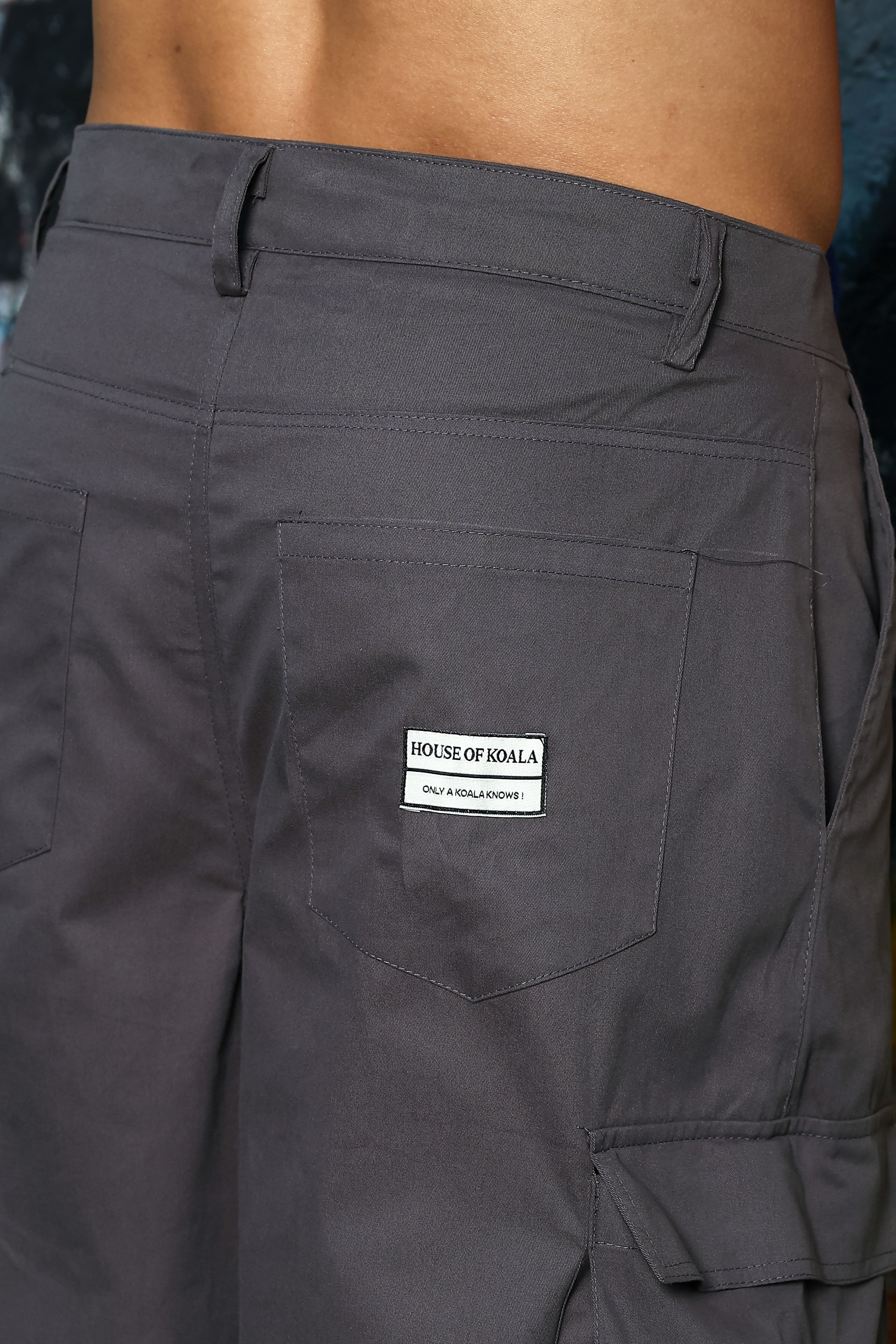 Unisex Baggy fit 6 Pocket Grey Cotton Cargo Trousers