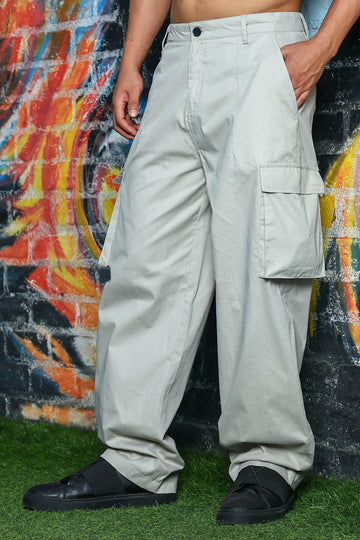 Unisex Baggy fit Grey Cargo Trousers