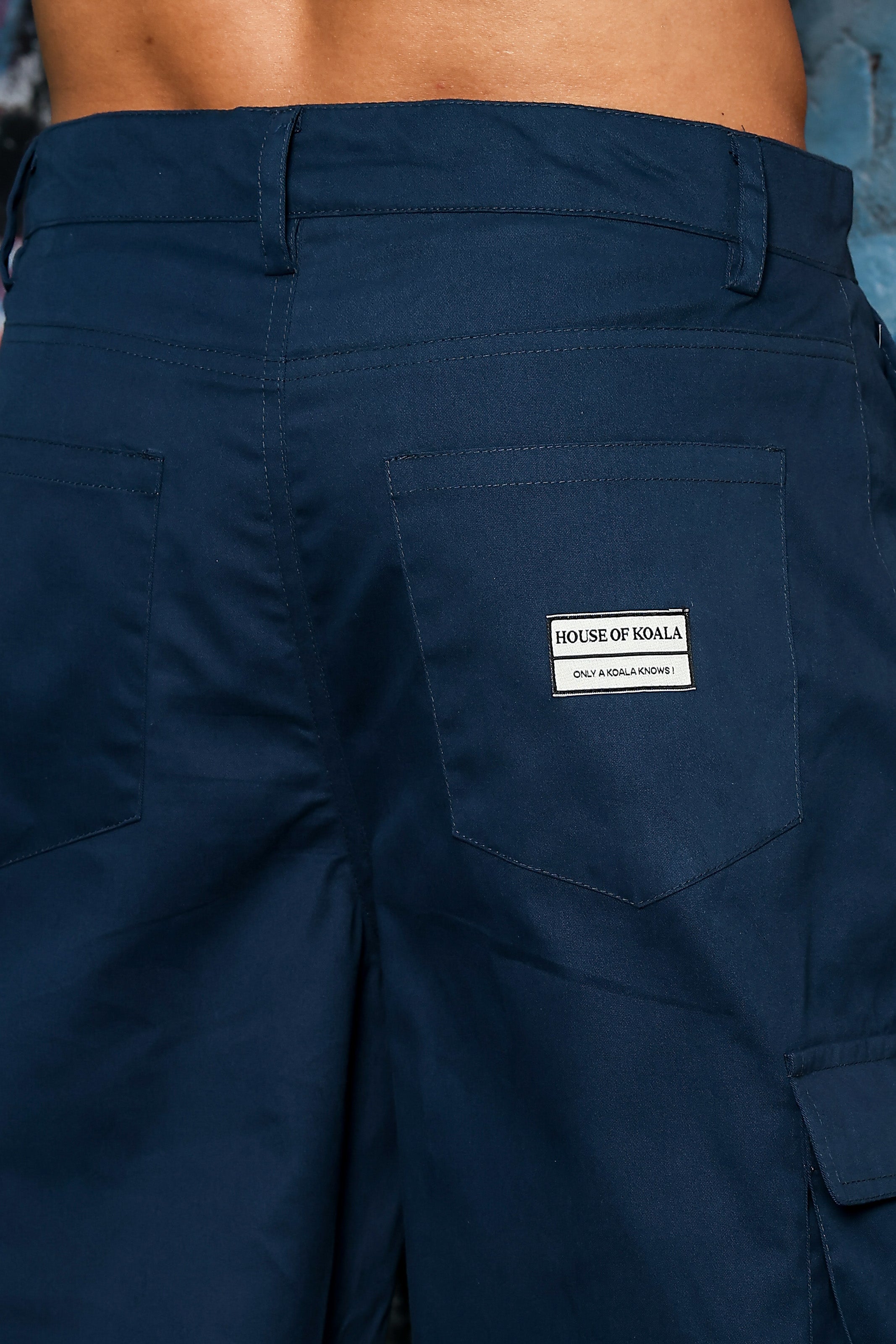 Unisex Baggy fit 6 Pocket Navy Cargo Trousers