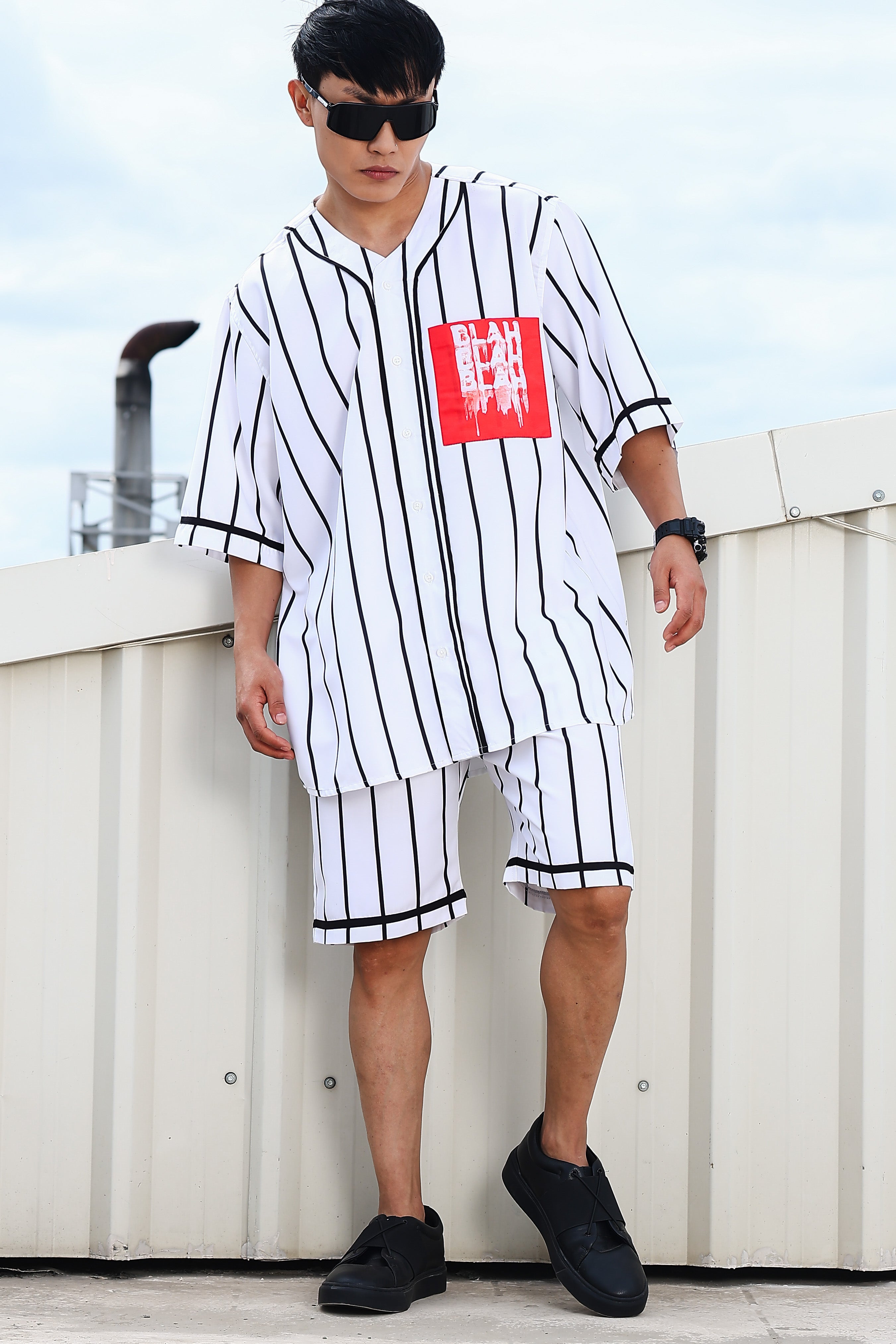 White Striped Mid Rise All-Day Comfort Shorts