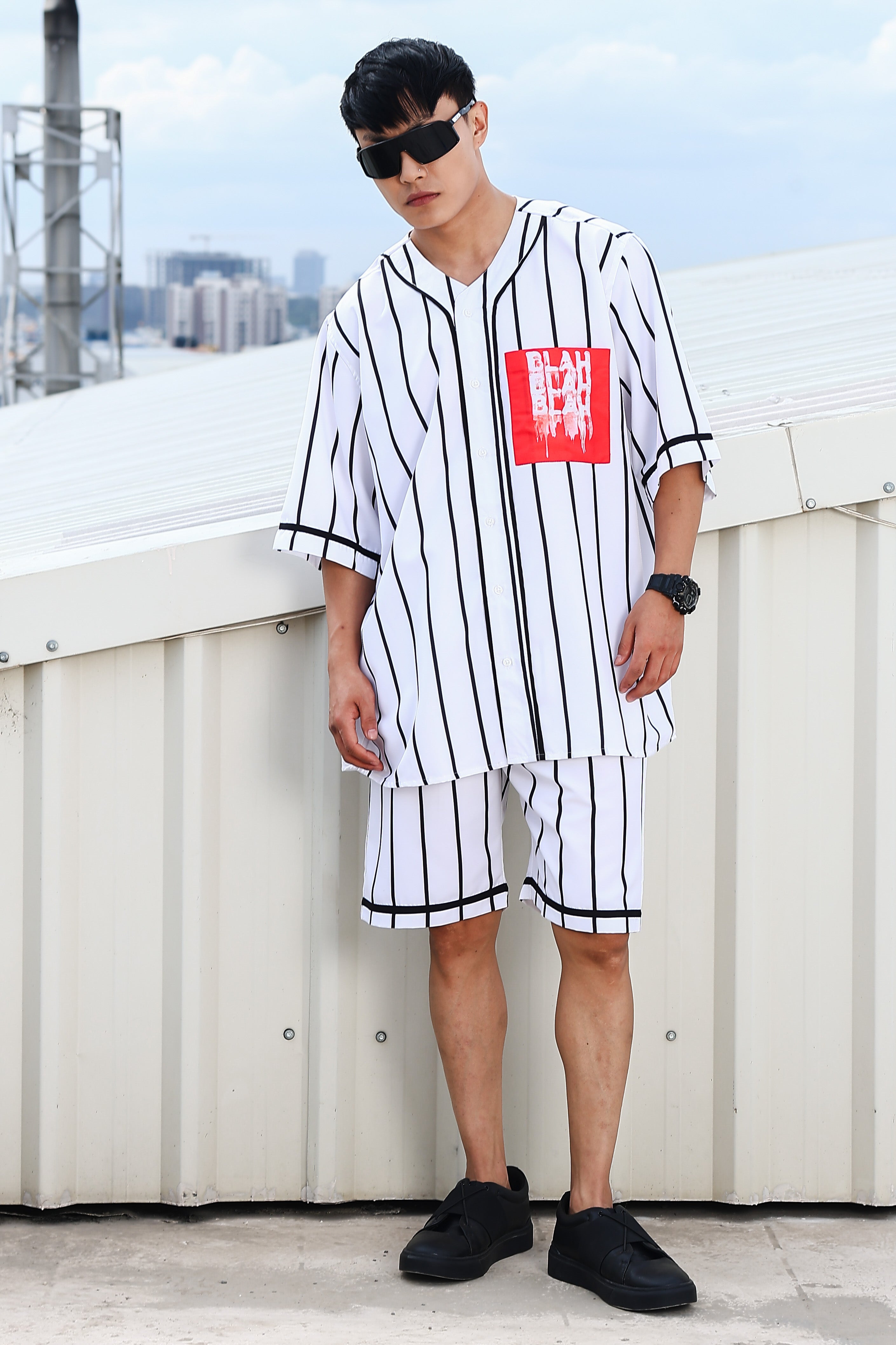 White Striped Mid Rise All-Day Comfort Shorts
