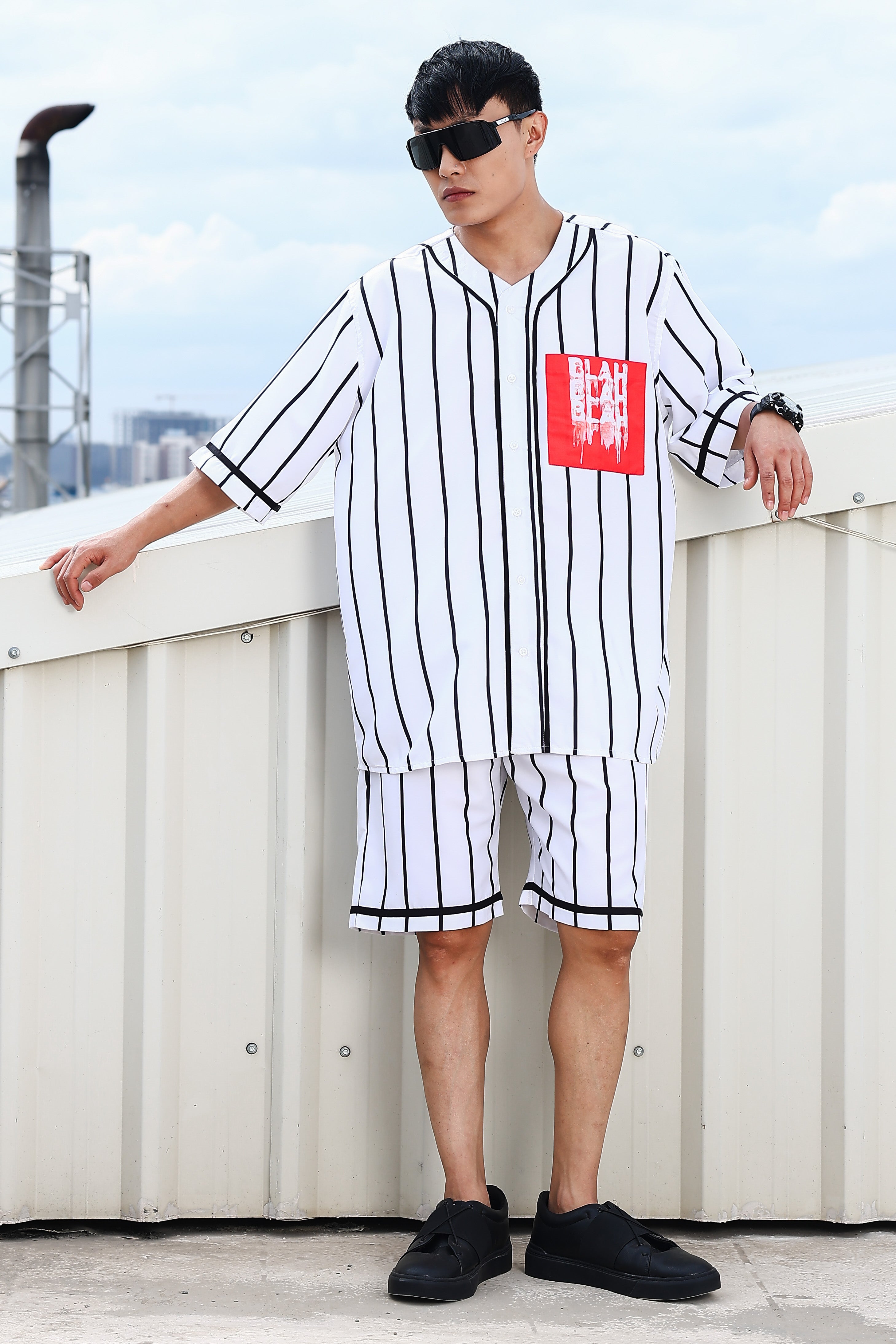 White Striped Mid Rise All-Day Comfort Shorts
