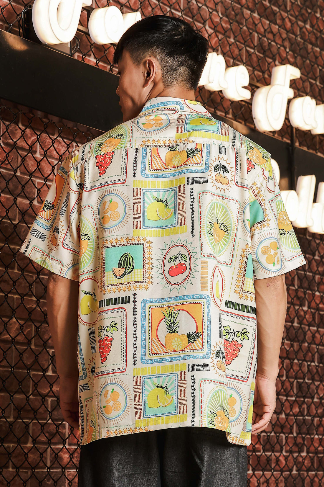 Beige Quirk Tropical Printed  Classic Relaxed Fit Resort Shirt