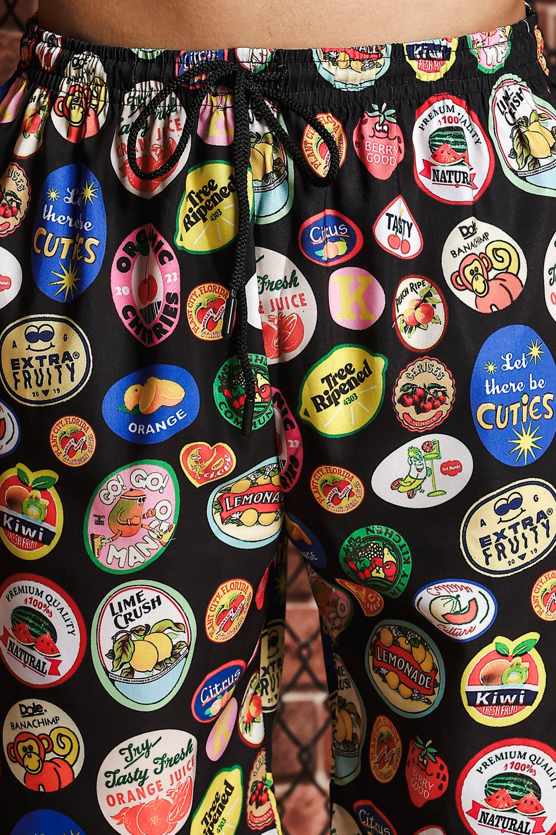 Black Relaxed Fit Abstract Quirk Printed Casual Shorts