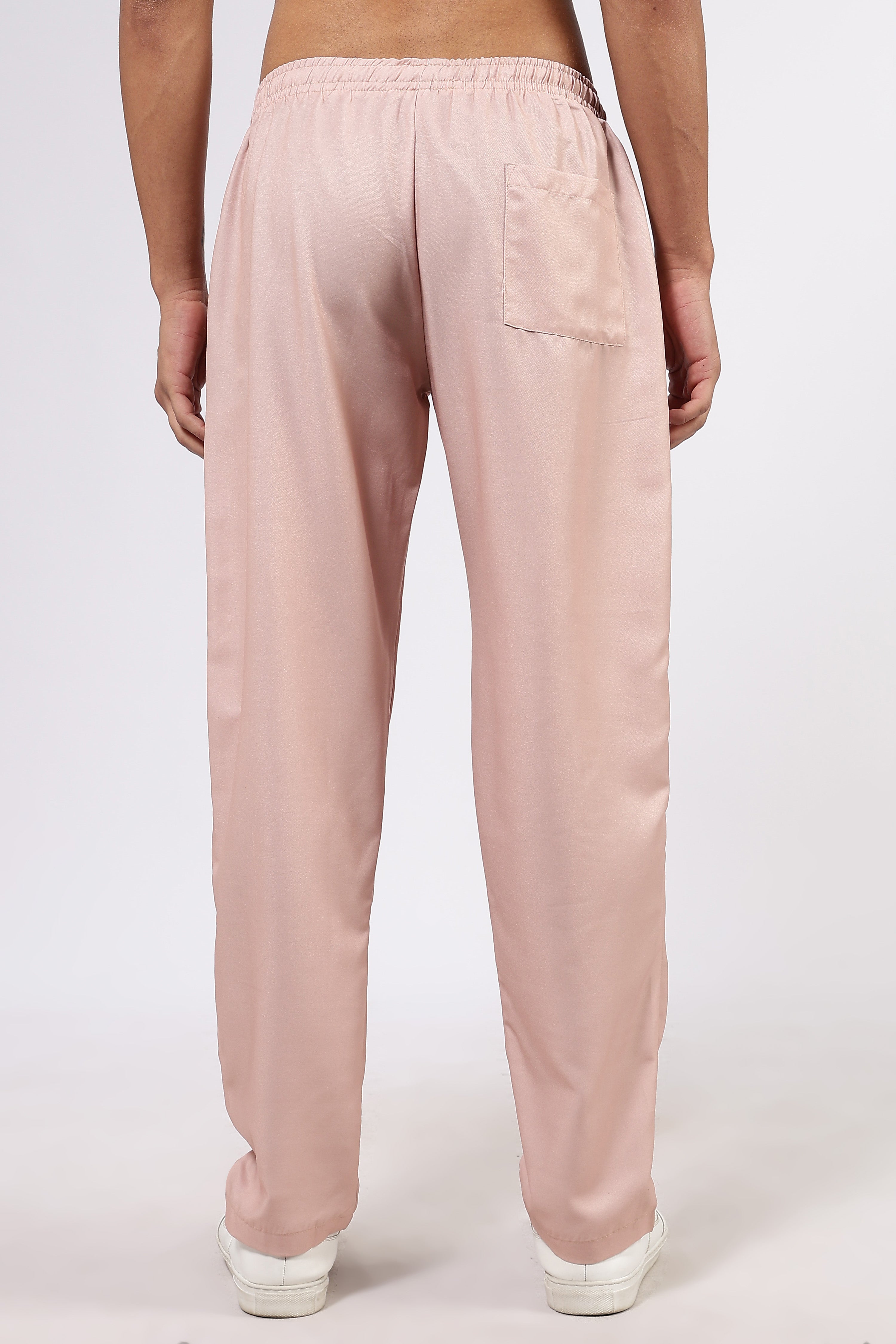 Unisex Peach Solid Mid-Rise All Day Relaxed Fit Pants