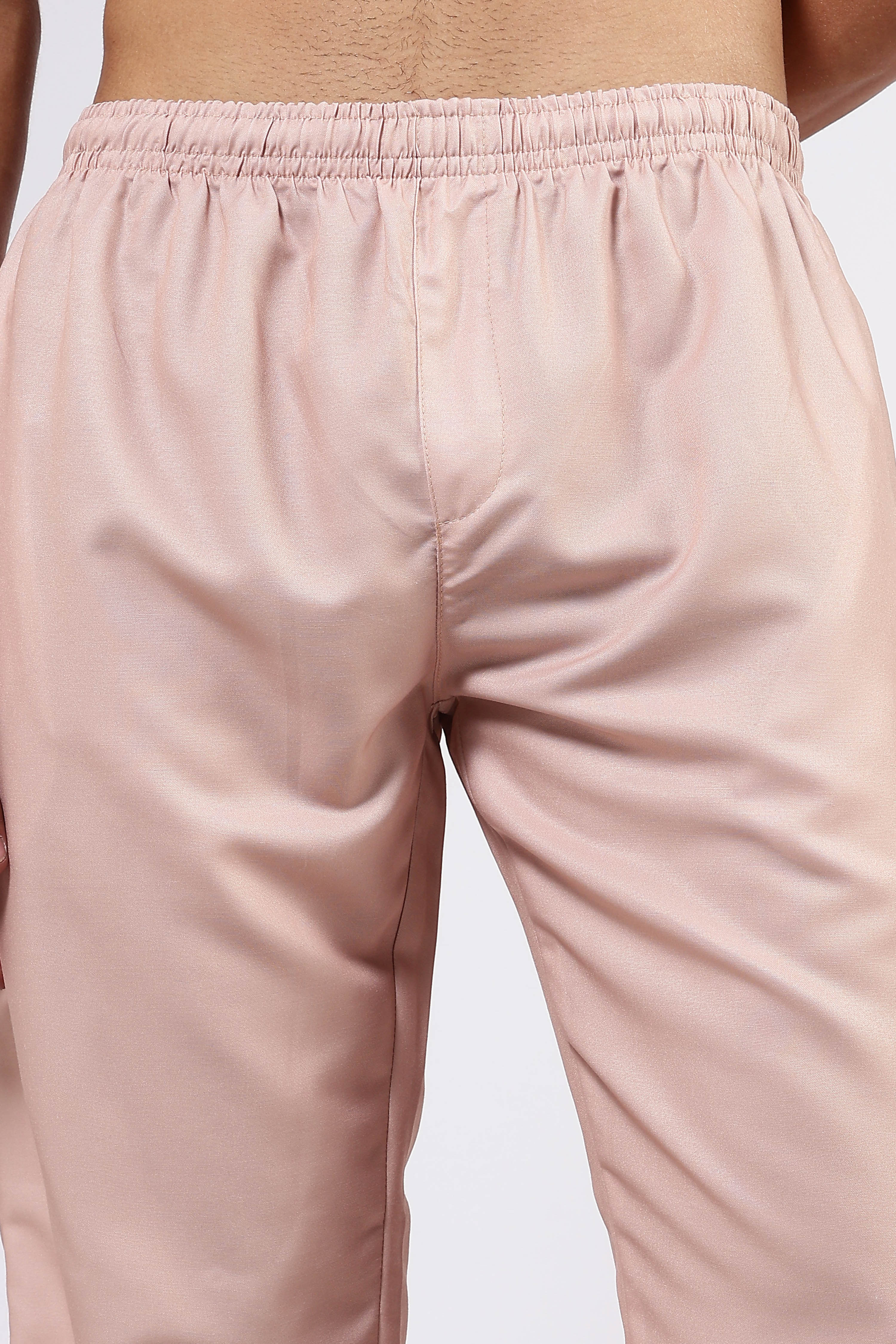 Unisex Peach Solid Mid-Rise All Day Relaxed Fit Pants